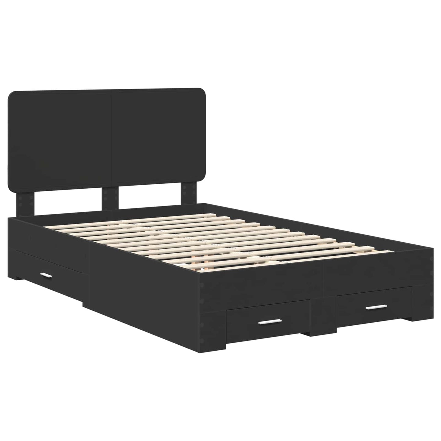 vidaXL Σκελετός Κρεβατιού Μαύρο 135 x 190 cm Επεξεργασμένο ξύλο