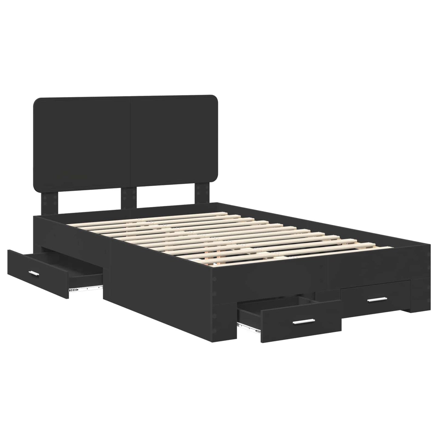 vidaXL Σκελετός Κρεβατιού Μαύρο 135 x 190 cm Επεξεργασμένο ξύλο