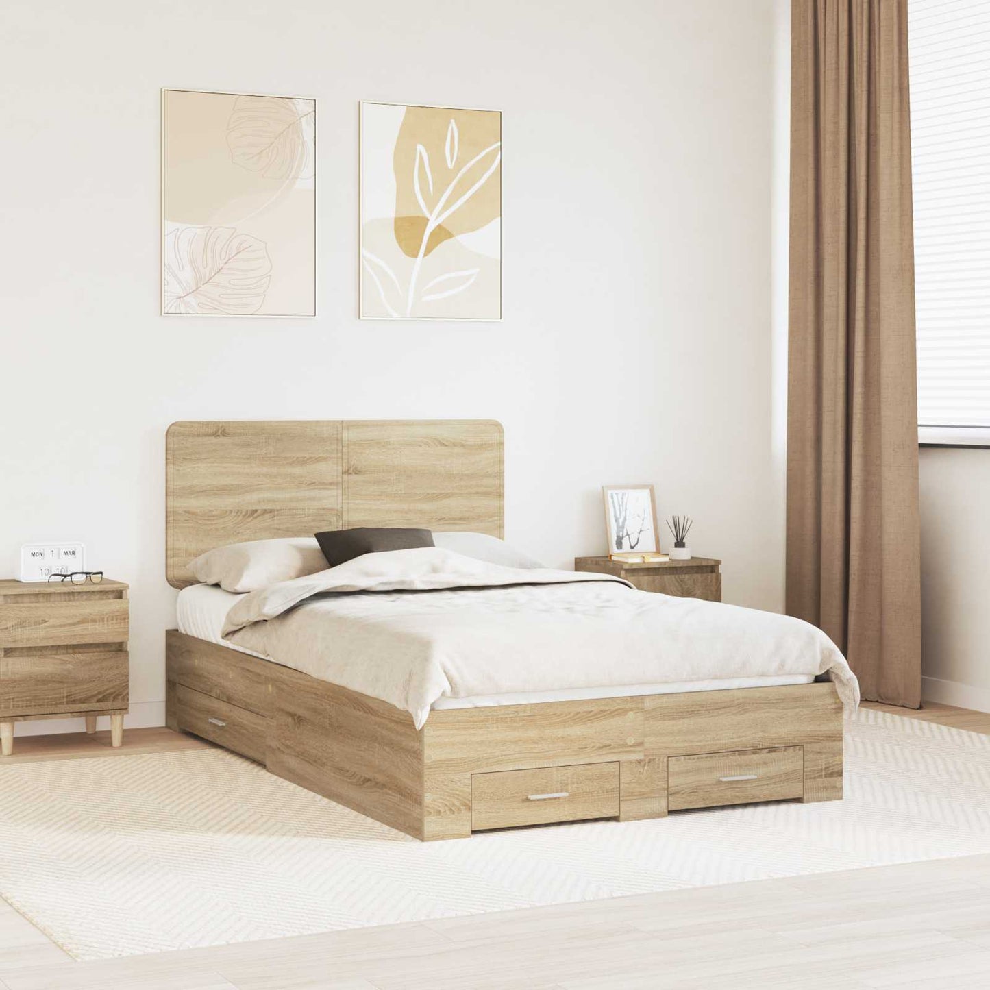 vidaXL Σκελετός Κρεβατιού Δρύς Sonoma 120 x 200 cm Επεξεργασμένο ξύλο