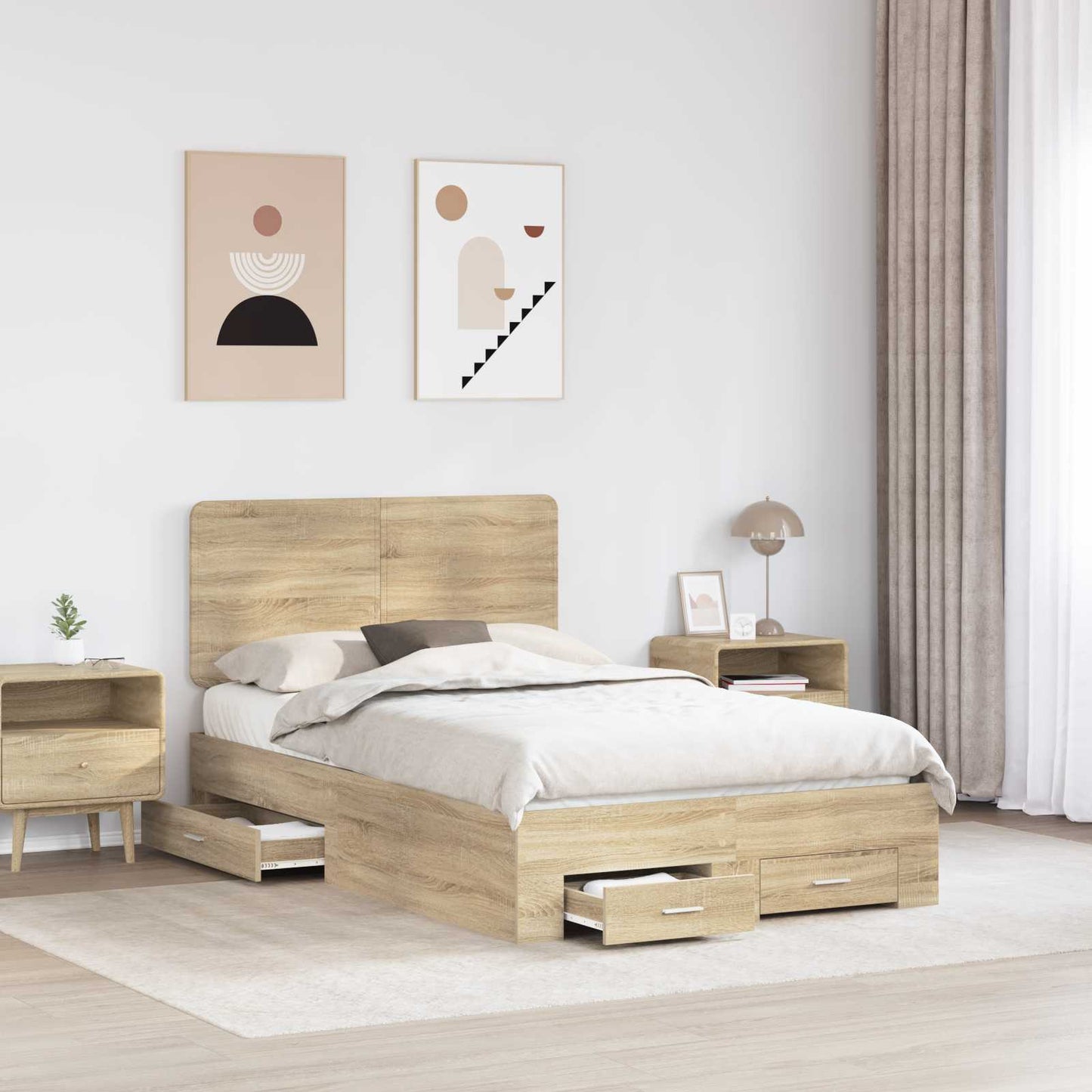 vidaXL Σκελετός Κρεβατιού Δρύς Sonoma 120 x 200 cm Επεξεργασμένο ξύλο