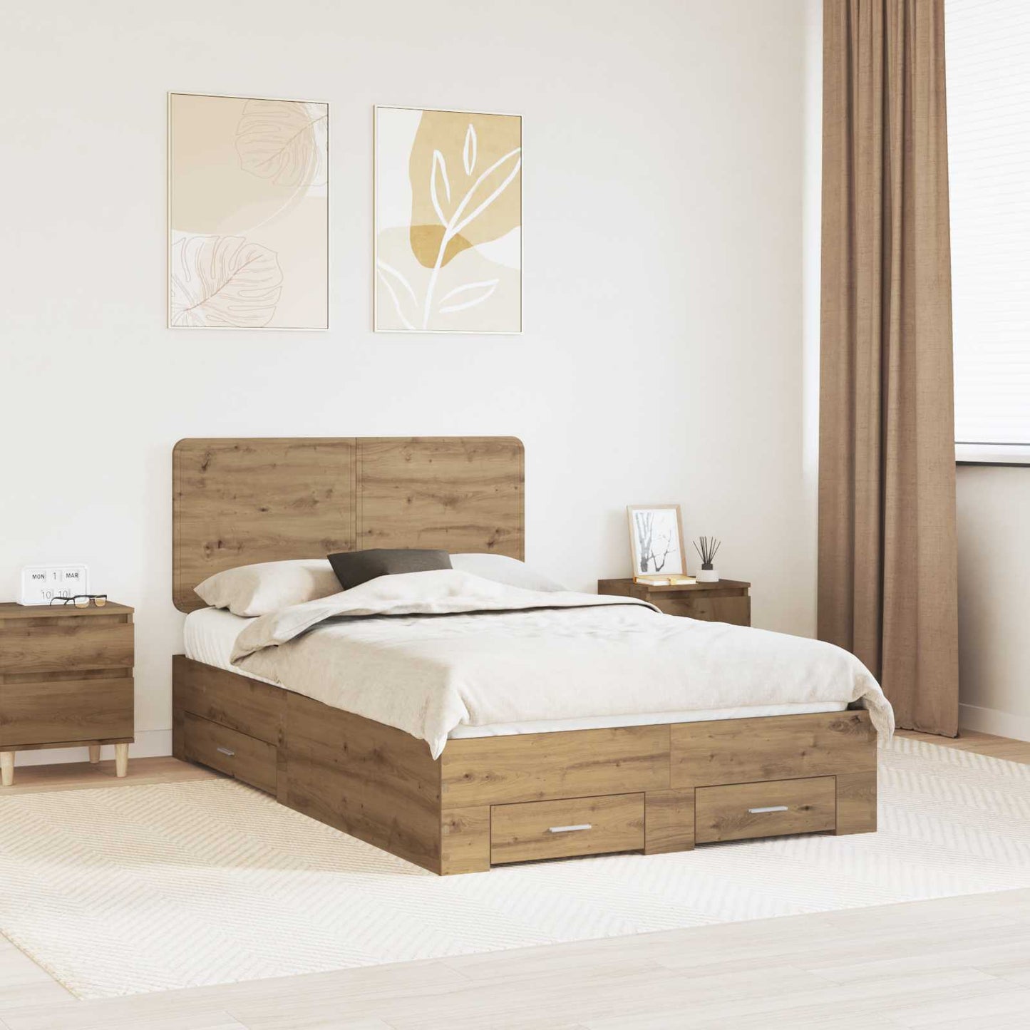 vidaXL Σκελετός Κρεβατιού Artisan Oak 120 x 190 cm Επεξεργασμένο ξύλο