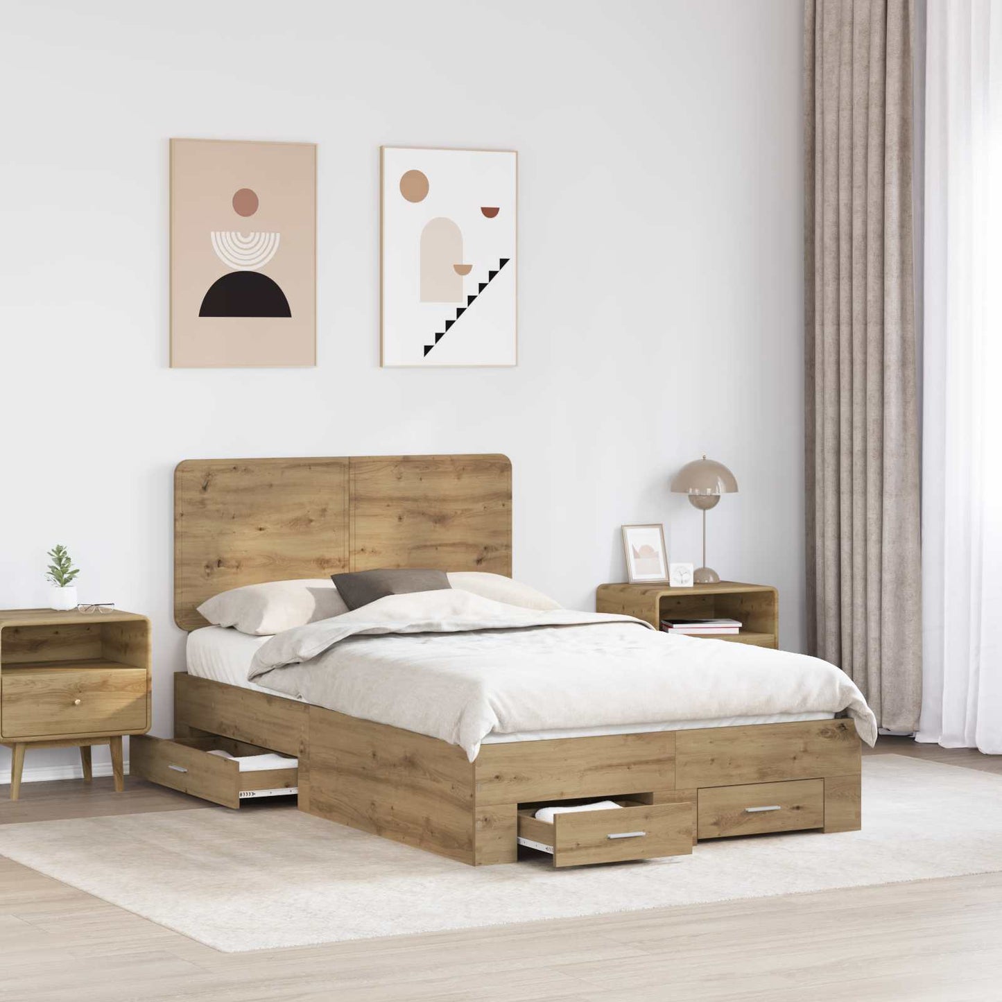 vidaXL Σκελετός Κρεβατιού Artisan Oak 120 x 190 cm Επεξεργασμένο ξύλο