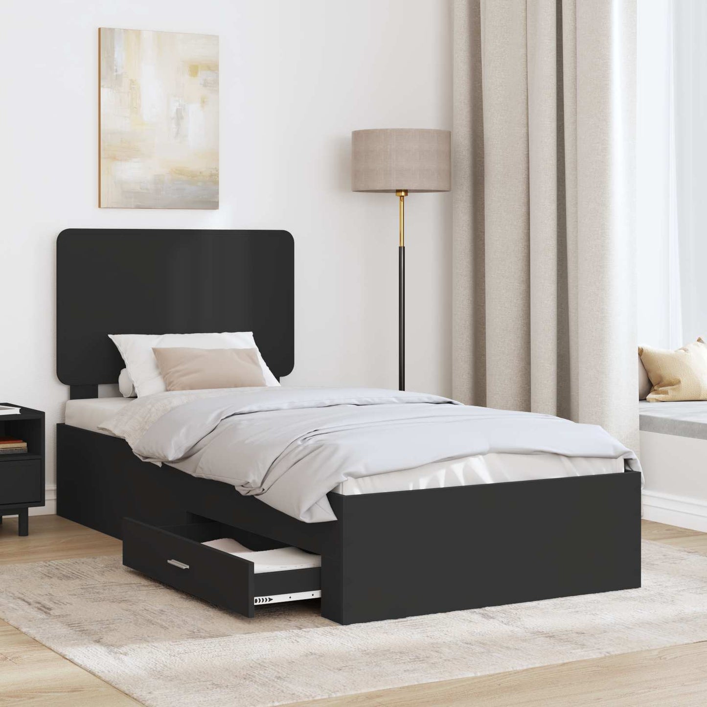 vidaXL Σκελετός Κρεβατιού Μαύρο 100 x 200 cm Επεξεργασμένο ξύλο