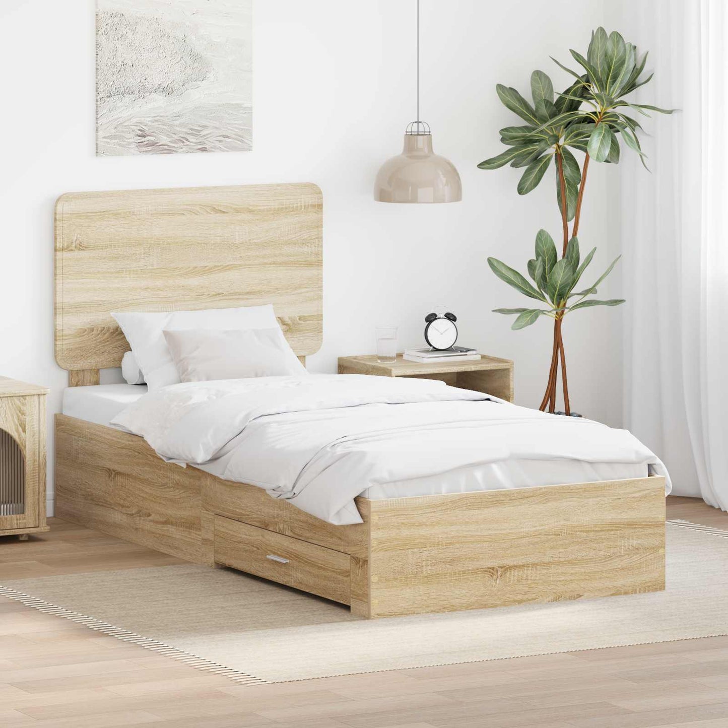 vidaXL Σκελετός Κρεβατιού Δρύς Sonoma 100 x 200 cm Επεξεργασμένο ξύλο