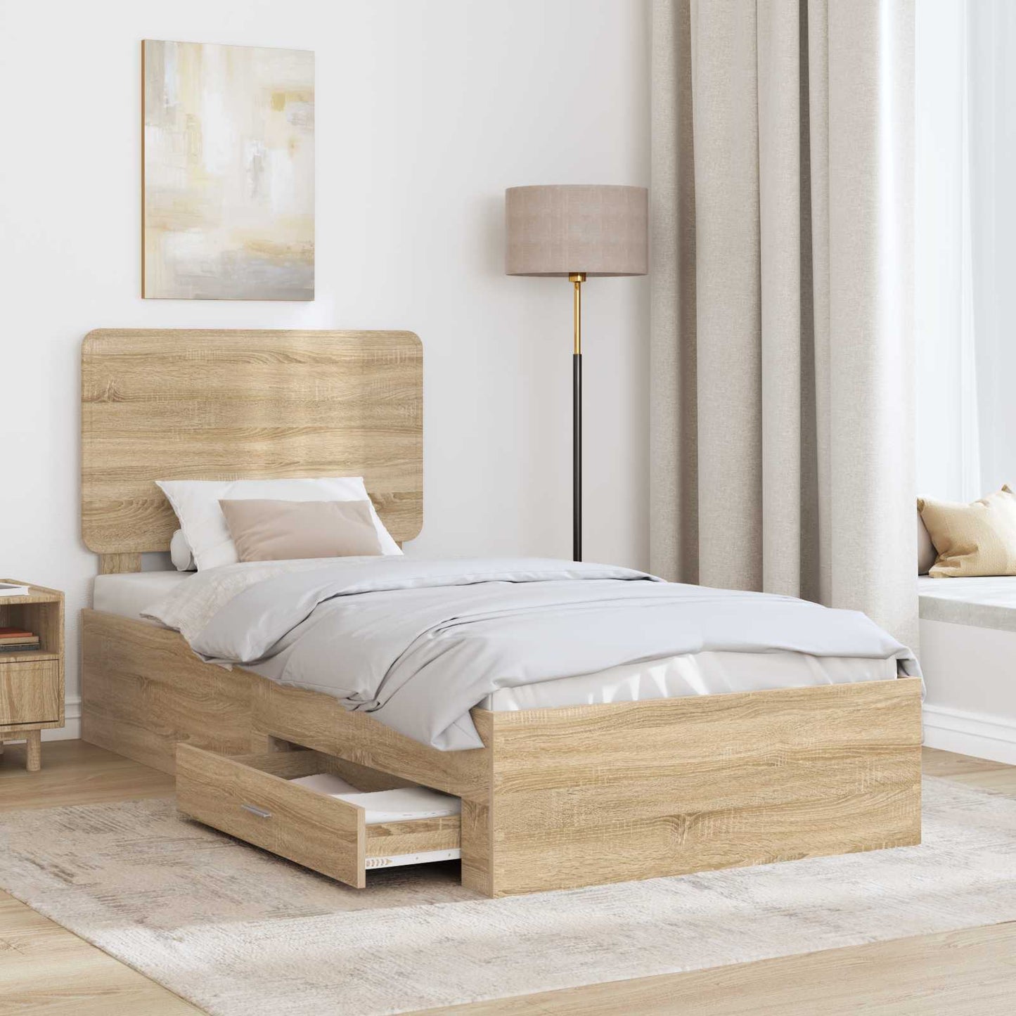 vidaXL Σκελετός Κρεβατιού Δρύς Sonoma 90 x 190 cm Επεξεργασμένο ξύλο