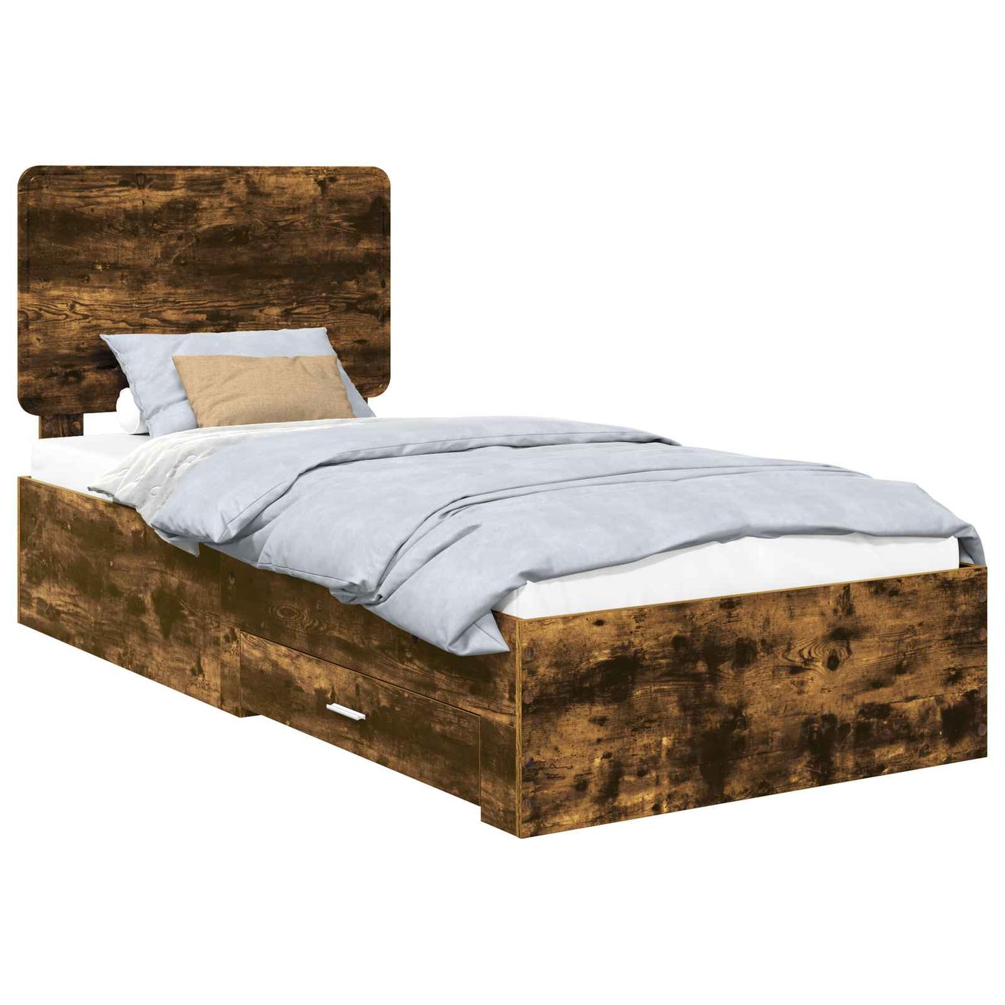 vidaXL Σκελετός Κρεβατιού Καπνιστό Δρύς 75 x 190 cm Επεξεργασμένο ξύλο