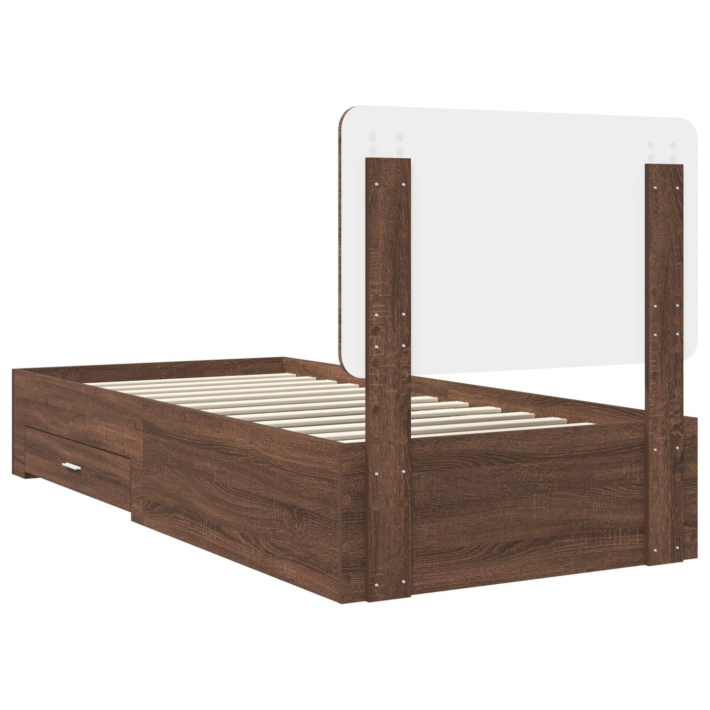 vidaXL Σκελετός Κρεβατιού Καφέ δρυς 75 x 190 cm Επεξεργασμένο ξύλο