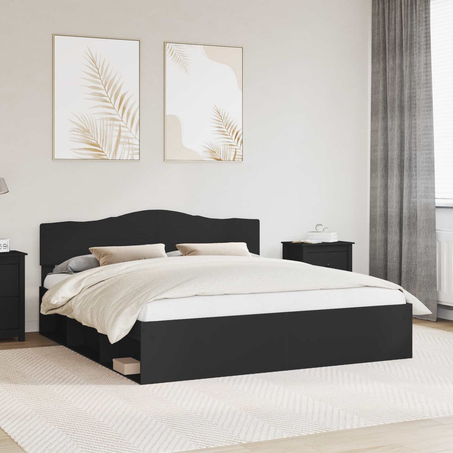 vidaXL Σκελετός Κρεβατιού Μαύρο 180 x 200 cm Στερεά ξυλεία πεύκου