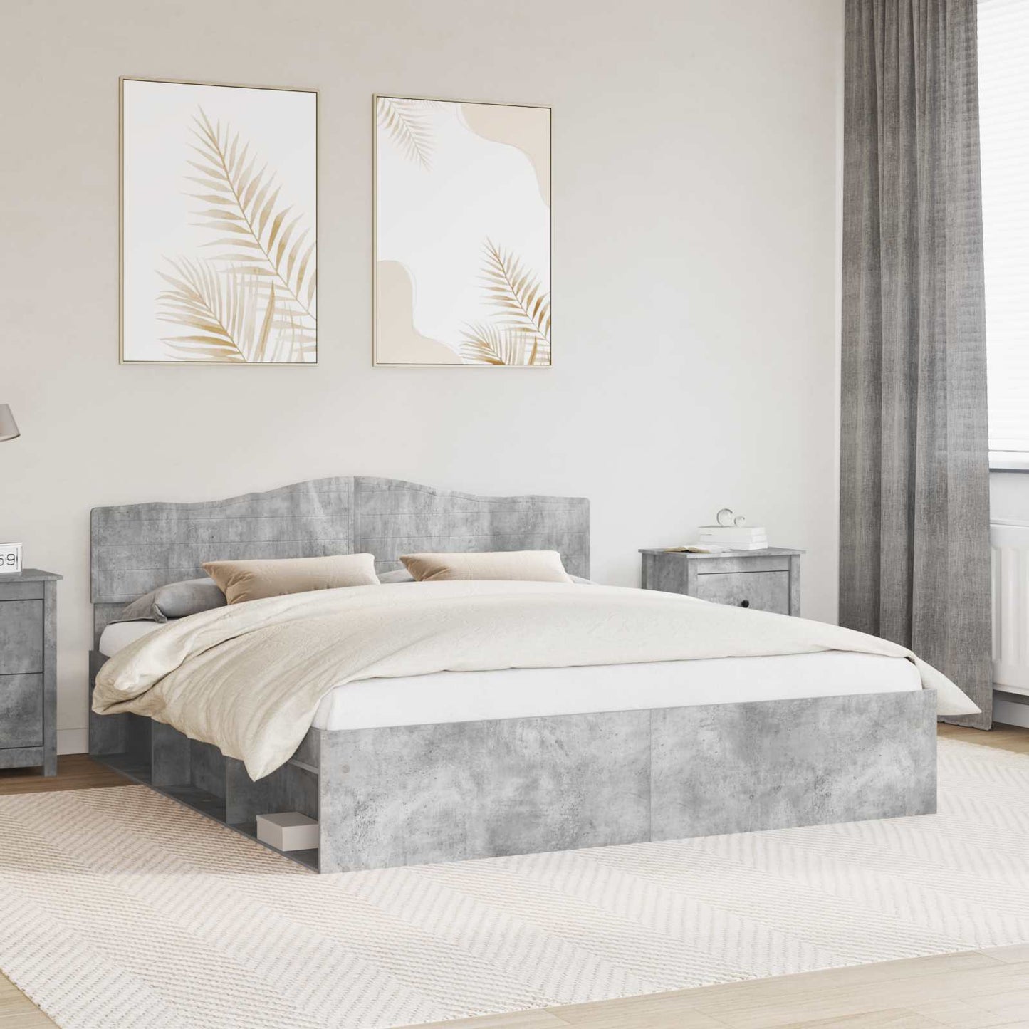 vidaXL Σκελετός Κρεβατιού Σκυρόδεμα 180 x 200 cm Στερεά ξυλεία πεύκου