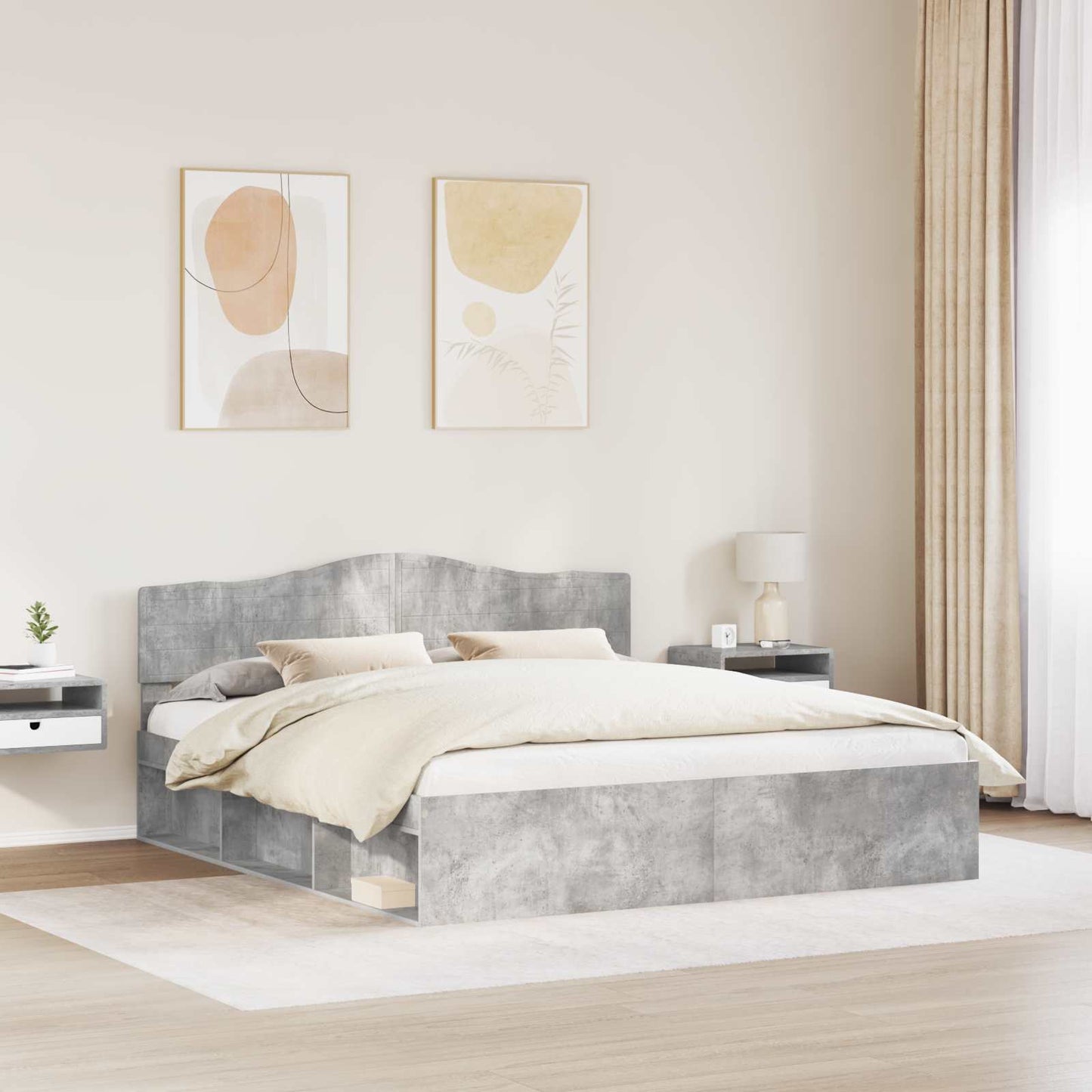 vidaXL Σκελετός Κρεβατιού Σκυρόδεμα 180 x 200 cm Στερεά ξυλεία πεύκου