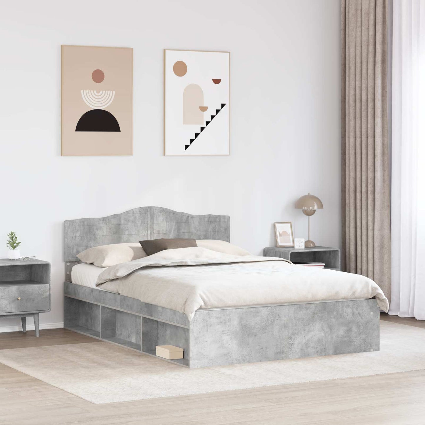 vidaXL Σκελετός Κρεβατιού Σκυρόδεμα 160 x 200 cm Στερεά ξυλεία πεύκου