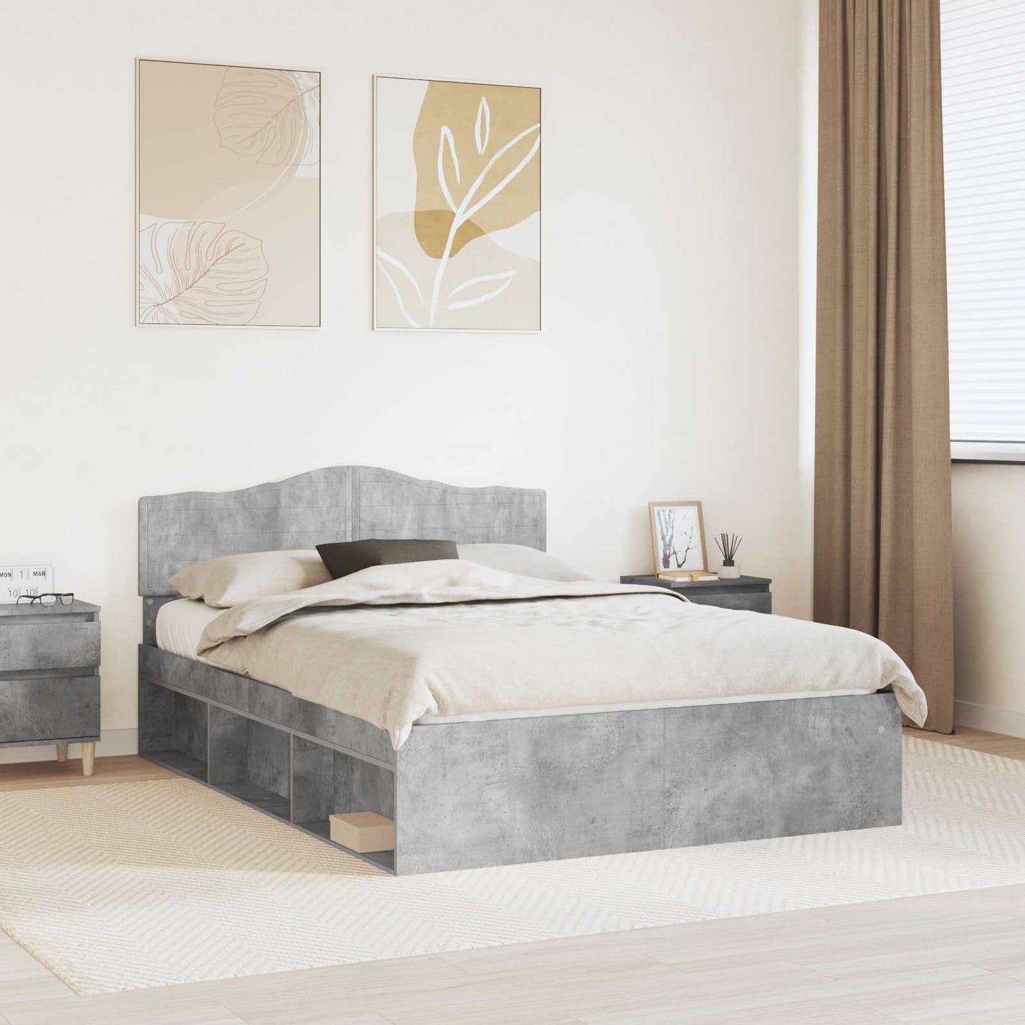 vidaXL Σκελετός Κρεβατιού Σκυρόδεμα 140 x 200 cm Στερεά ξυλεία πεύκου