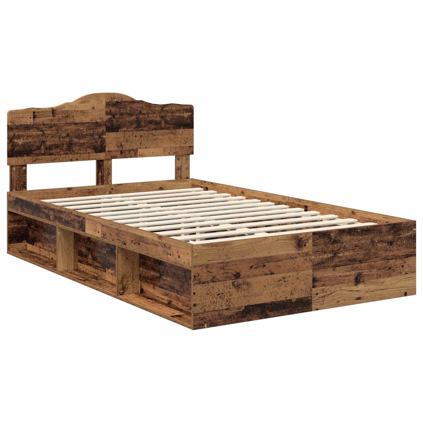 vidaXL Σκελετός Κρεβατιού Παλιό ξύλο 135 x 190 cm Στερεά ξυλεία πεύκου