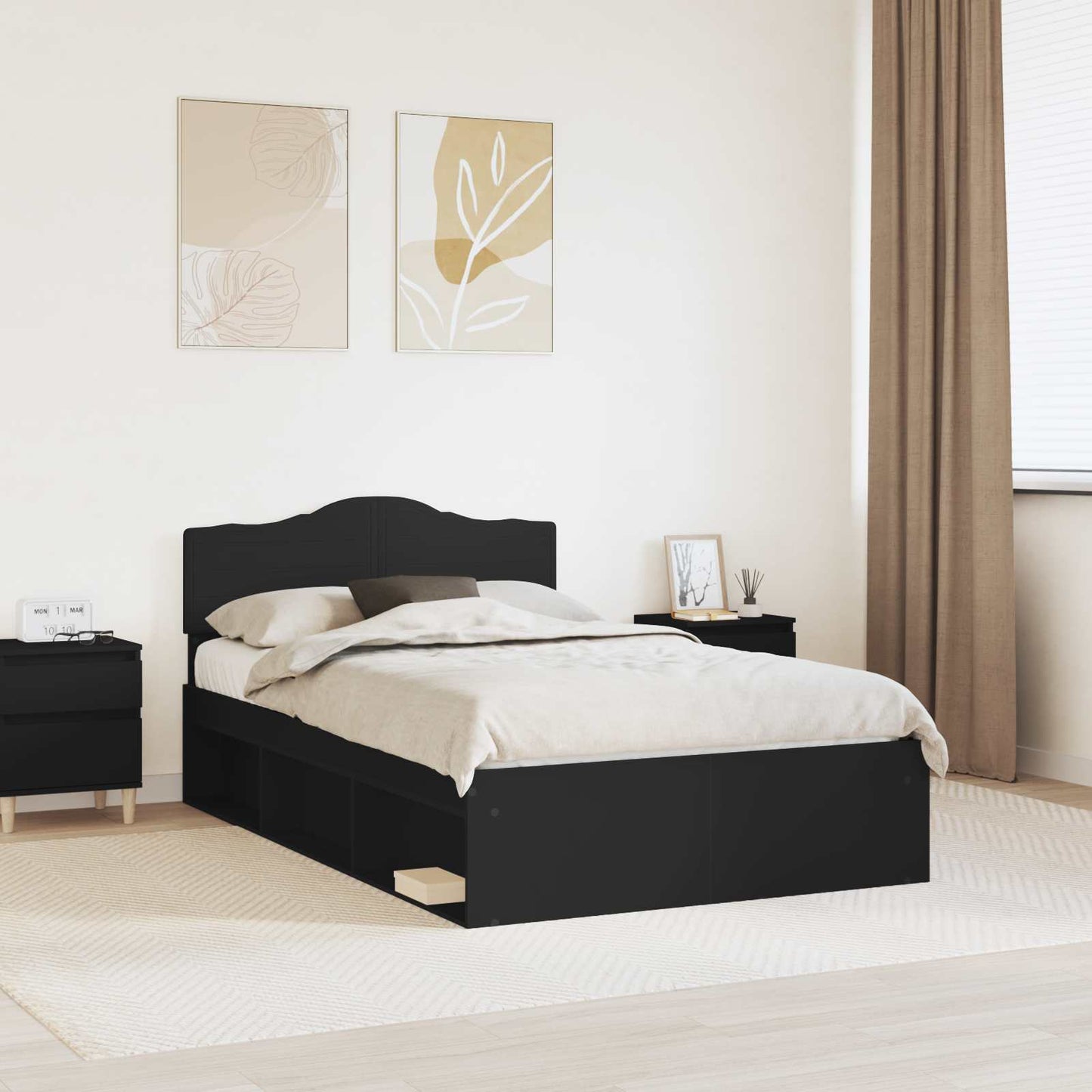 vidaXL Σκελετός Κρεβατιού Μαύρο 120 x 190 cm Στερεά ξυλεία πεύκου