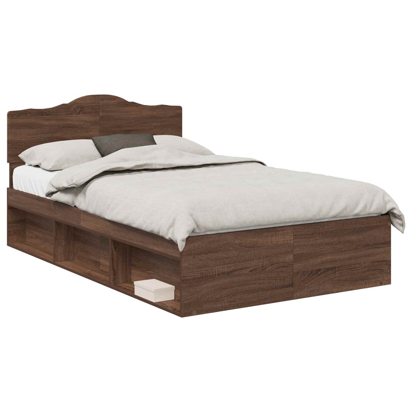 vidaXL Σκελετός Κρεβατιού Καφέ δρυς 120 x 190 cm Στερεά ξυλεία πεύκου
