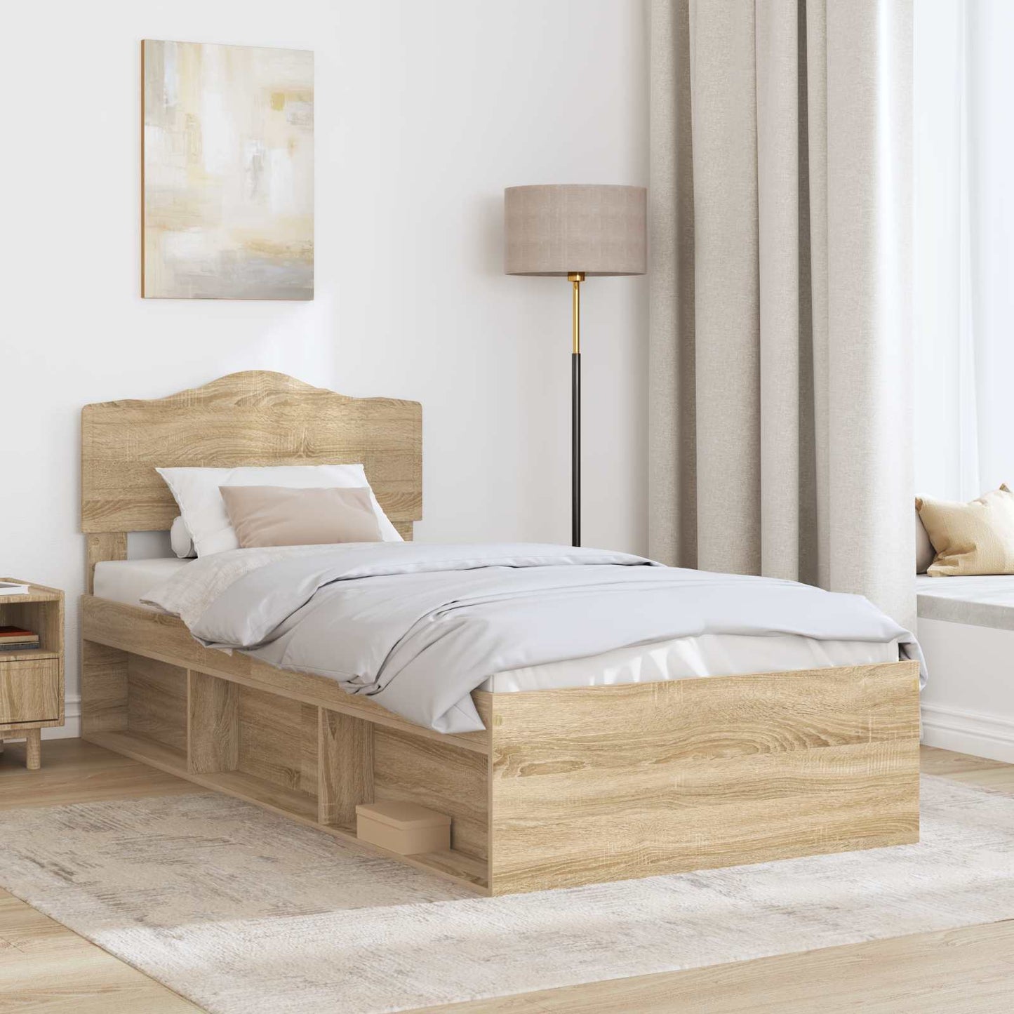 vidaXL Σκελετός Κρεβατιού Δρύς Sonoma 90 x 200 cm Στερεά ξυλεία πεύκου