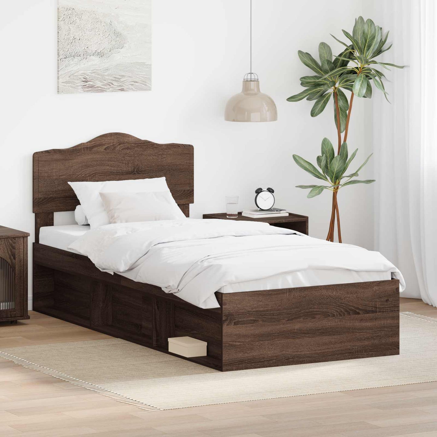 vidaXL Σκελετός Κρεβατιού Καφέ δρυς 90 x 200 cm Στερεά ξυλεία πεύκου