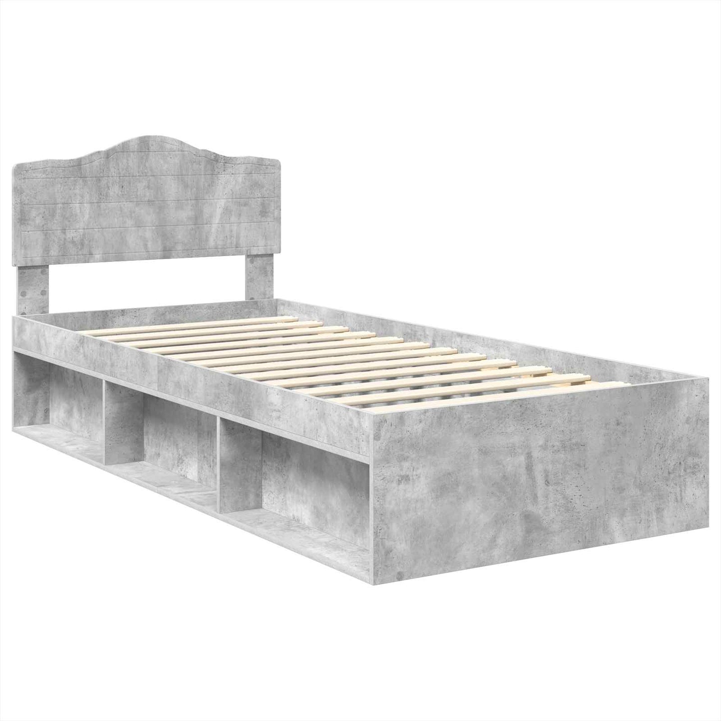vidaXL Σκελετός Κρεβατιού Γκρι Μπετόν 90 x 190 cm Στερεά ξυλεία πεύκου