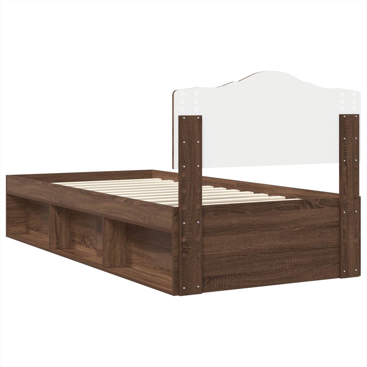 vidaXL Σκελετός Κρεβατιού Καφέ δρυς 90 x 190 cm Στερεά ξυλεία πεύκου