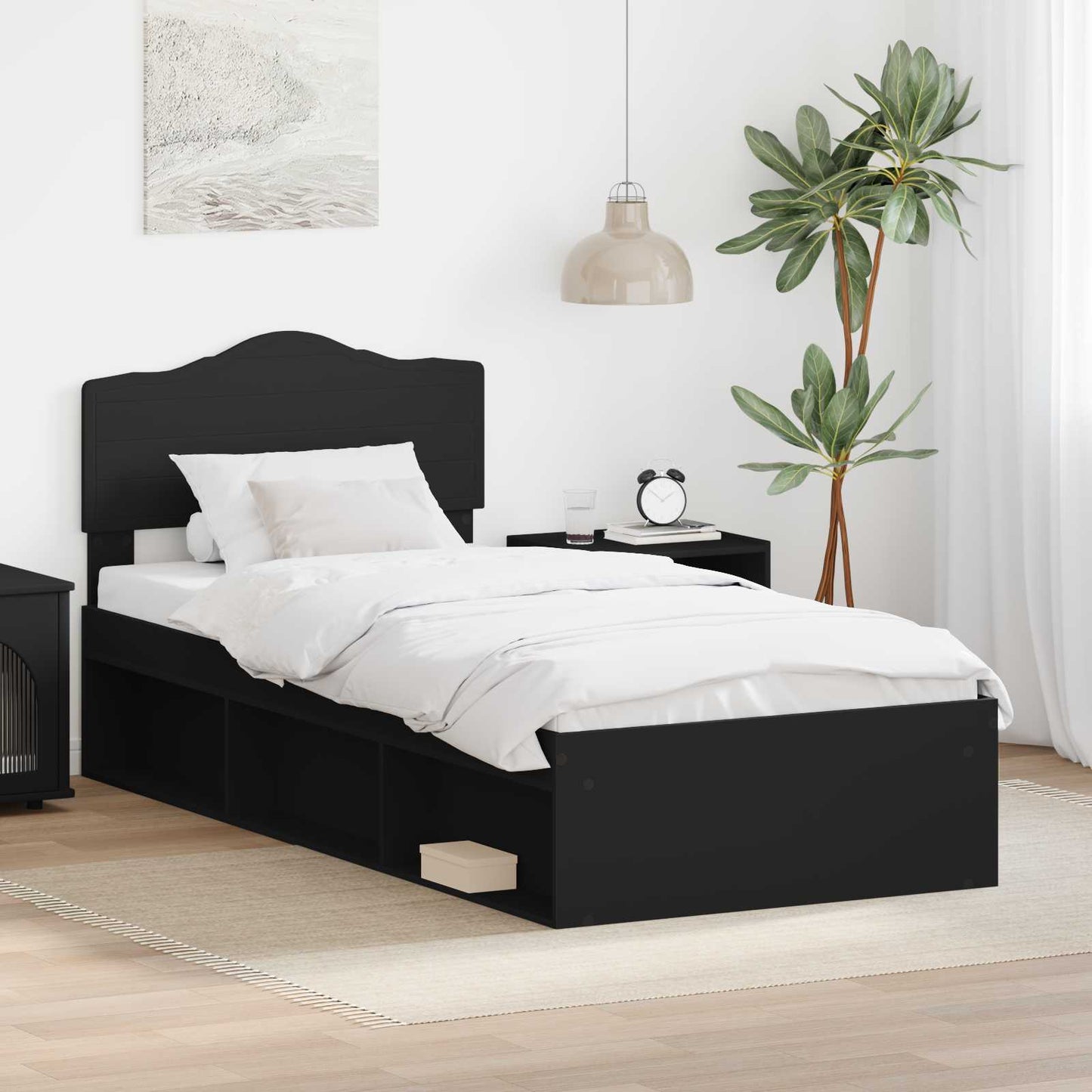 vidaXL Σκελετός Κρεβατιού Μαύρο 75 x 190 cm Στερεά ξυλεία πεύκου