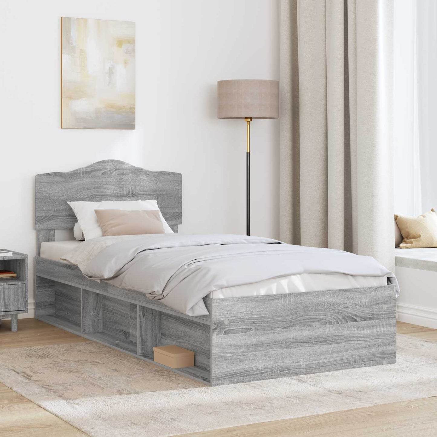 vidaXL Σκελετός Κρεβατιού Γκρι Sonoma 75 x 190 cm Στερεά ξυλεία πεύκου