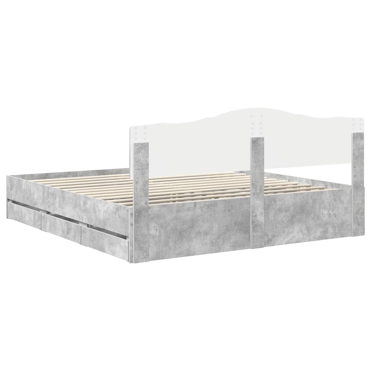 vidaXL Σκελετός Κρεβατιού Σκυρόδεμα Γκρι 200 x 200 cm Μηχανήματος Ξύλο