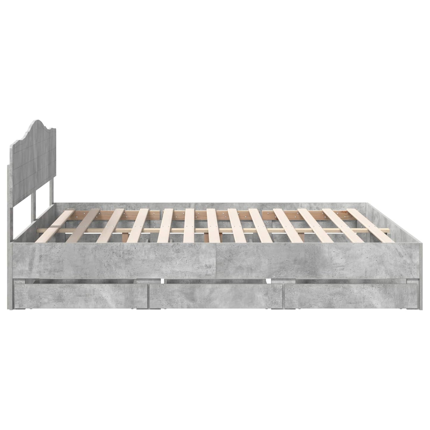 vidaXL Σκελετός Κρεβατιού Σκυρόδεμα Γκρι 200 x 200 cm Μηχανήματος Ξύλο