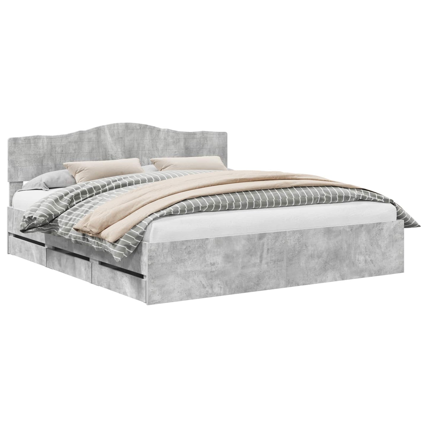 vidaXL Σκελετός Κρεβατιού Σκυρόδεμα Γκρι 180 x 200 cm Μηχανήματος Ξύλο