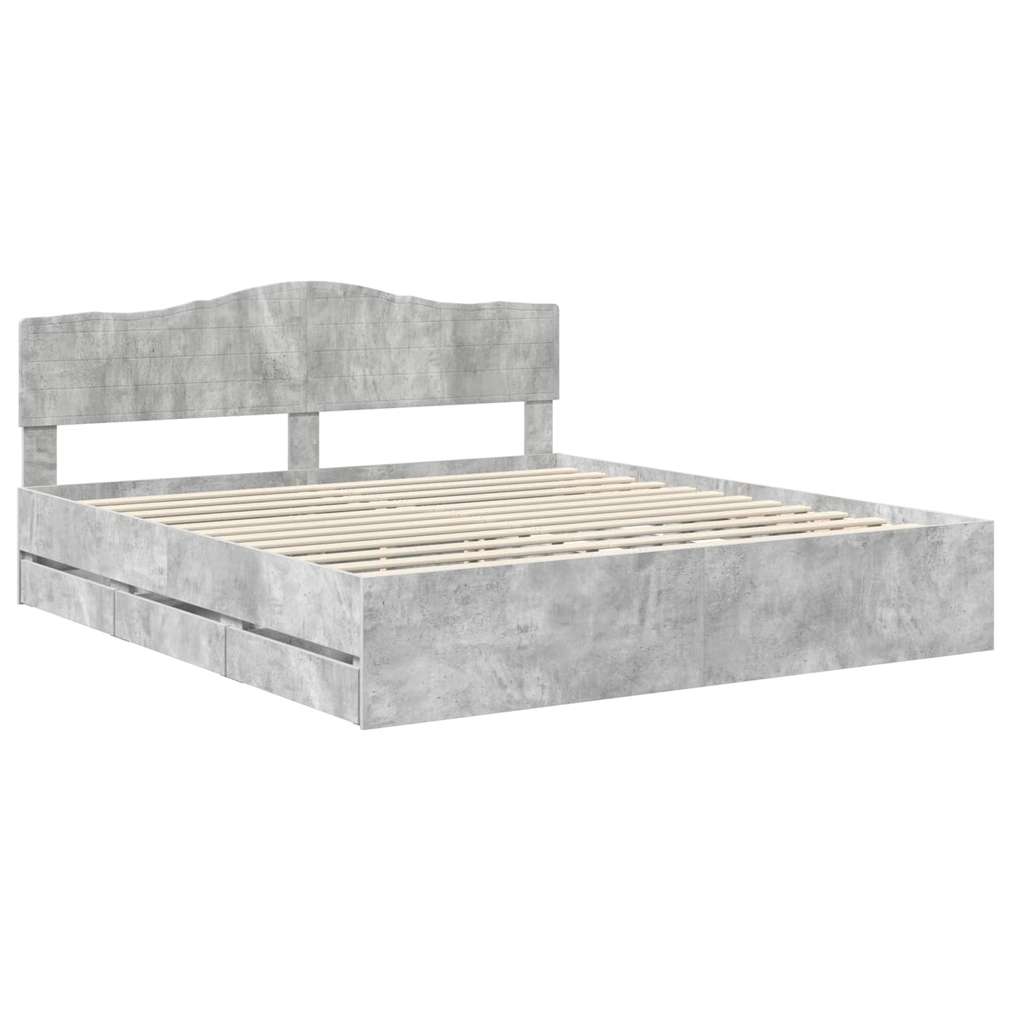 vidaXL Σκελετός Κρεβατιού Σκυρόδεμα Γκρι 180 x 200 cm Μηχανήματος Ξύλο