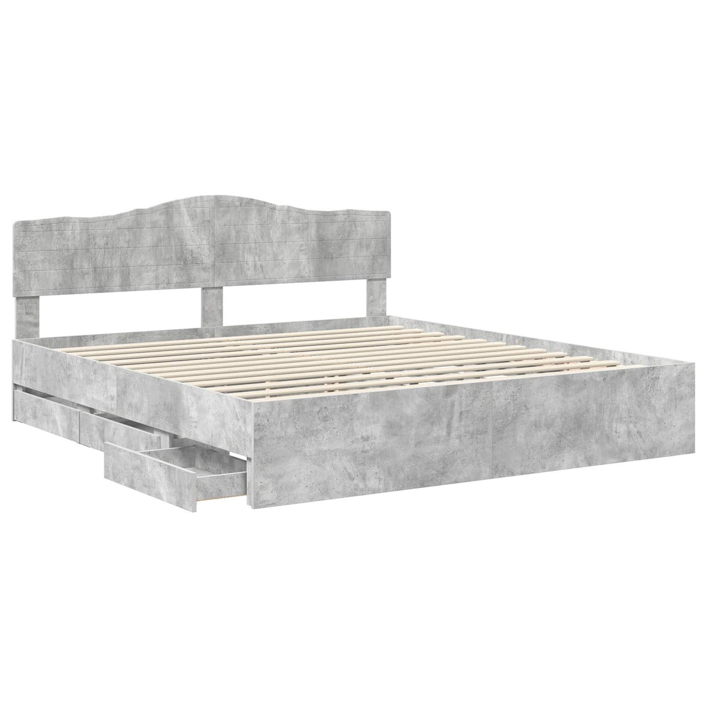 vidaXL Σκελετός Κρεβατιού Σκυρόδεμα Γκρι 180 x 200 cm Μηχανήματος Ξύλο