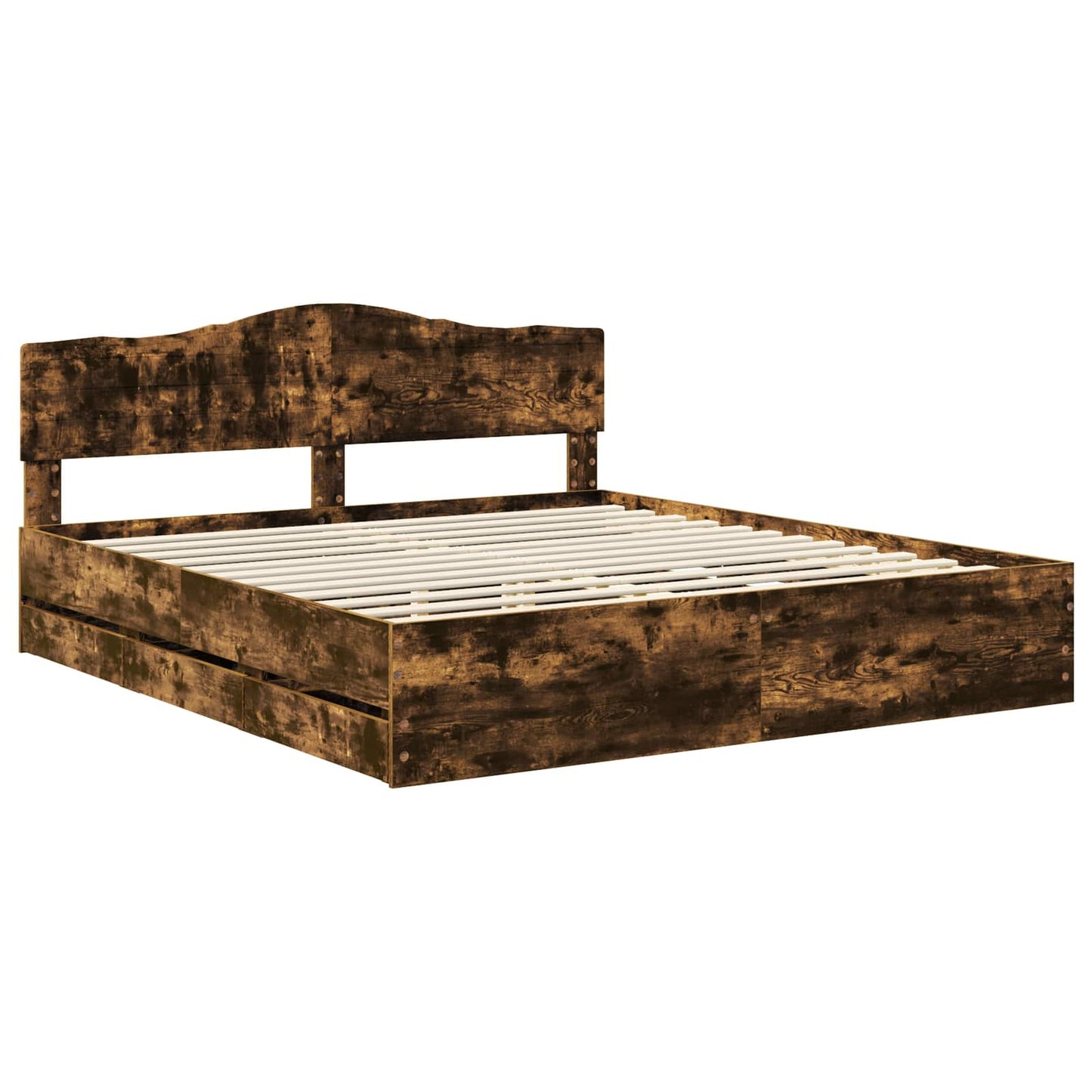 vidaXL Σκελετός Κρεβατιού Καπνιστό Δρύς 180 x 200 cm Μηχανήματος Ξύλο