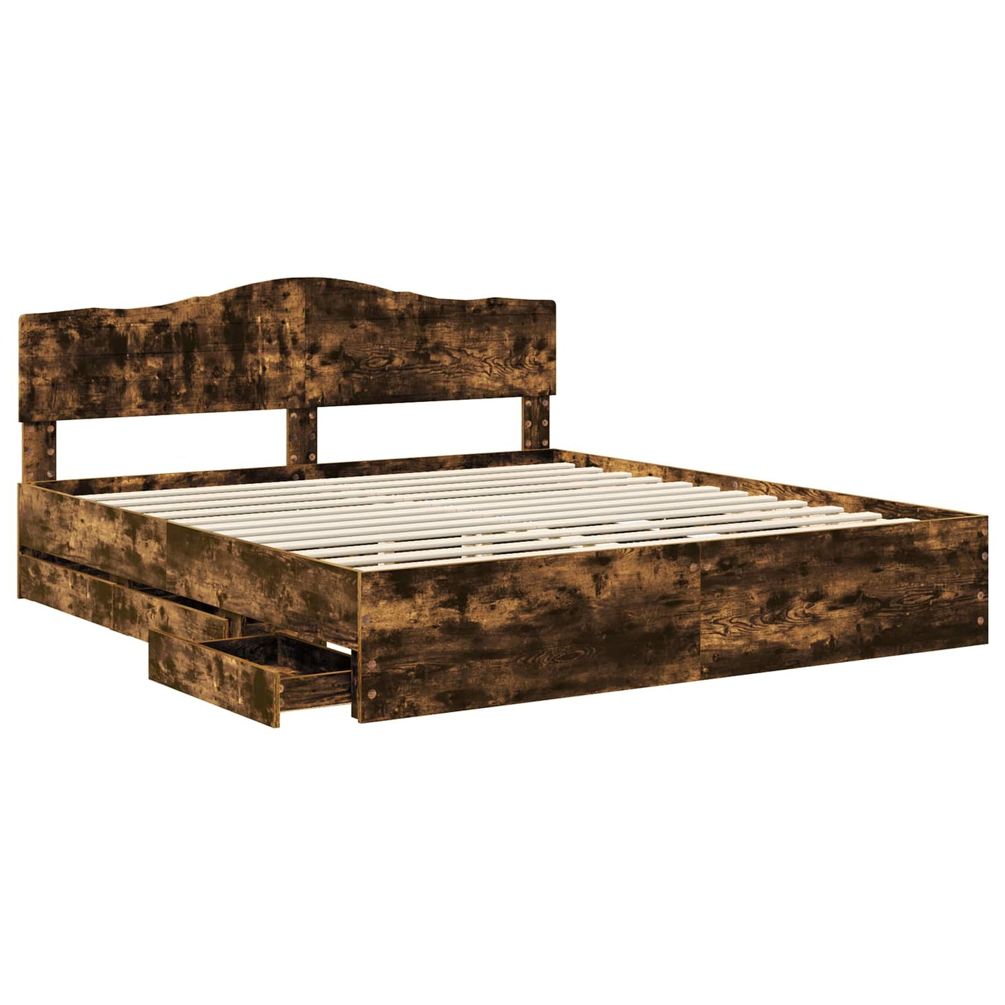 vidaXL Σκελετός Κρεβατιού Καπνιστό Δρύς 180 x 200 cm Μηχανήματος Ξύλο