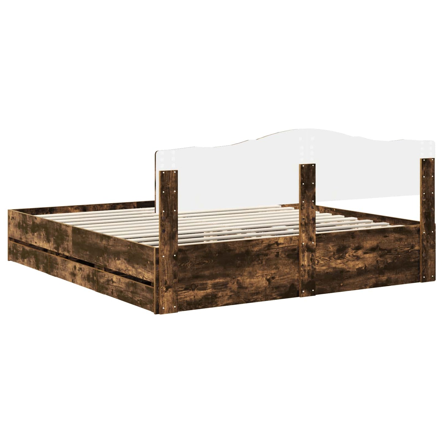 vidaXL Σκελετός Κρεβατιού Καπνιστό Δρύς 180 x 200 cm Μηχανήματος Ξύλο