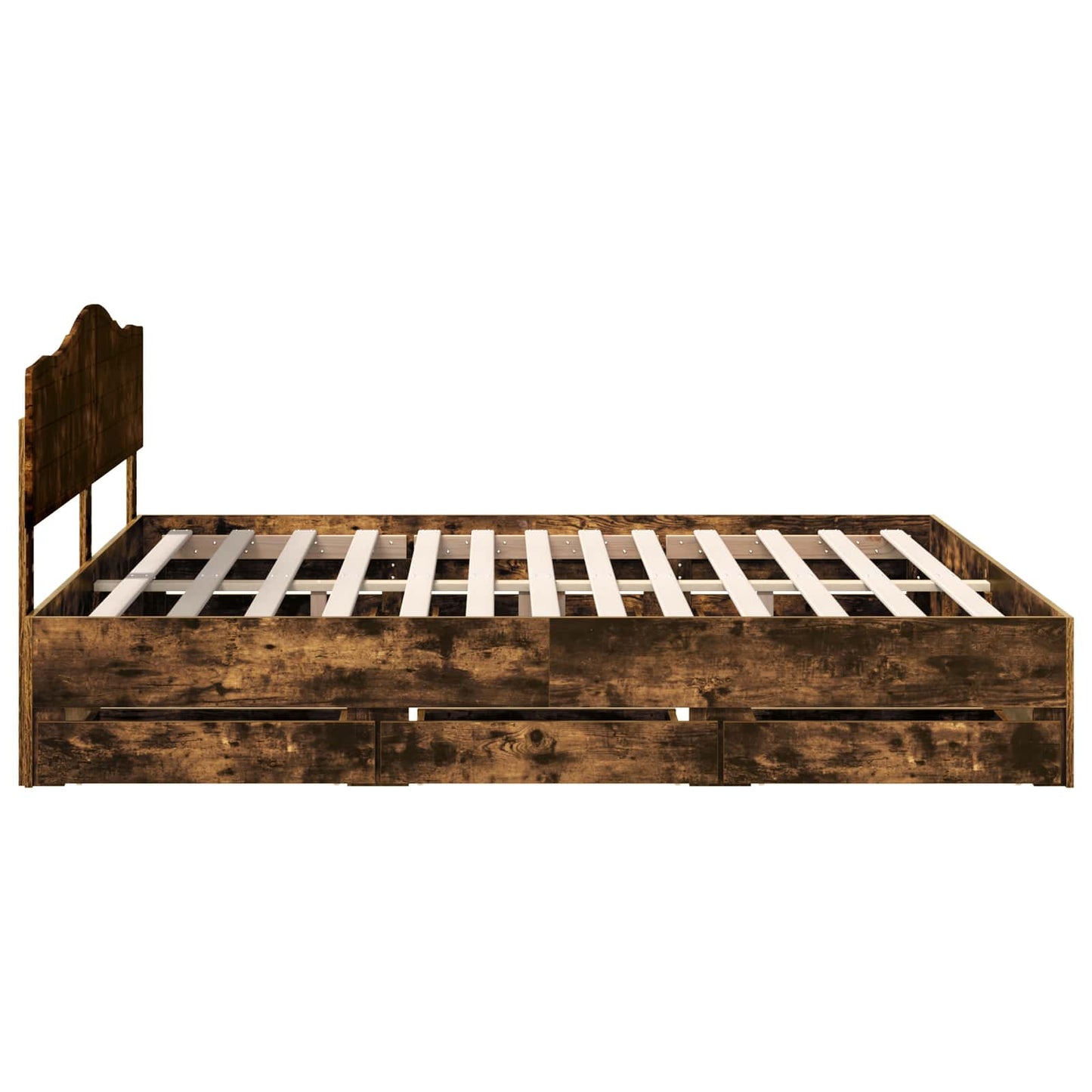 vidaXL Σκελετός Κρεβατιού Καπνιστό Δρύς 180 x 200 cm Μηχανήματος Ξύλο