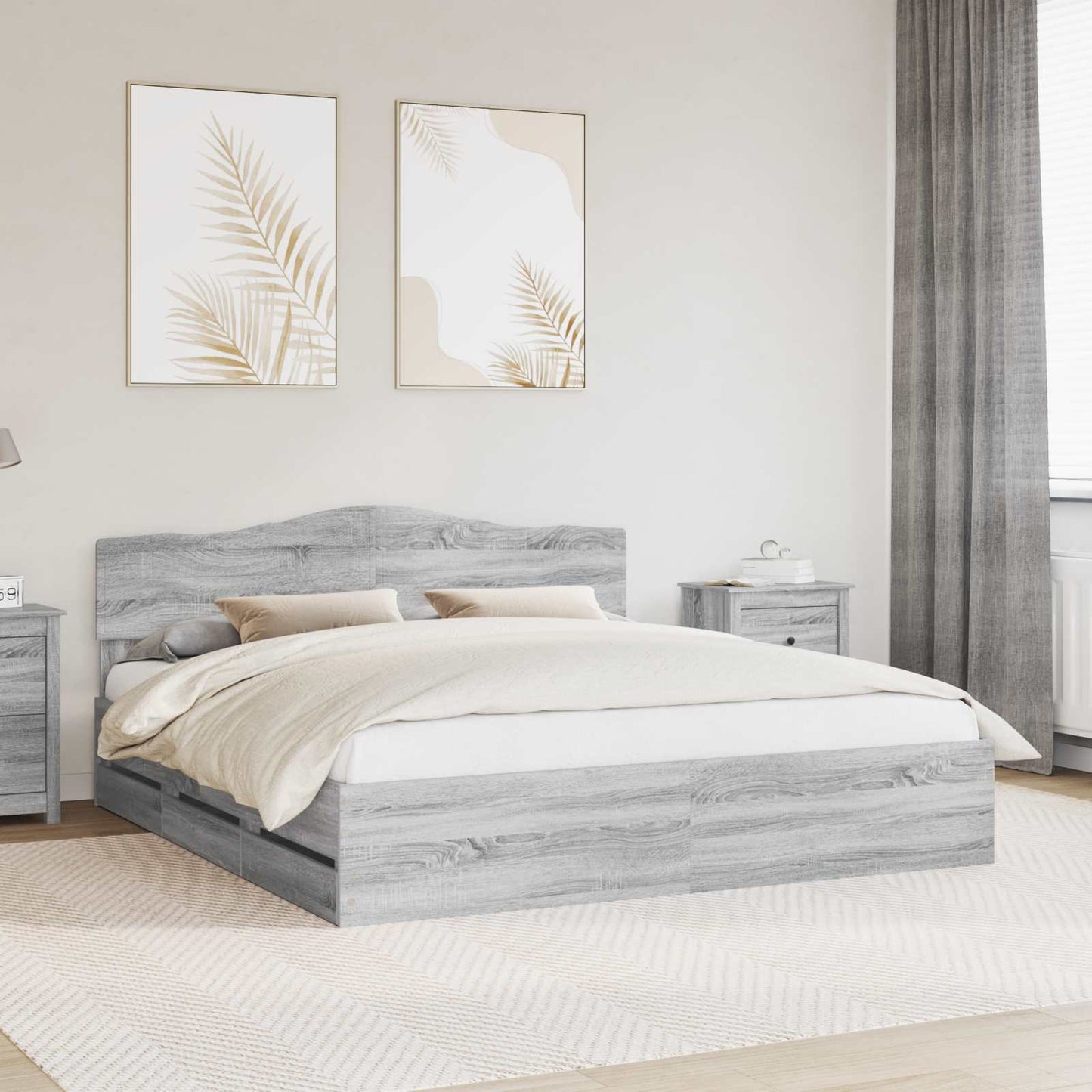 vidaXL Σκελετός Κρεβατιού Γκρίζο Σονομα 180 x 200 cm Μηχανήματος Ξύλο