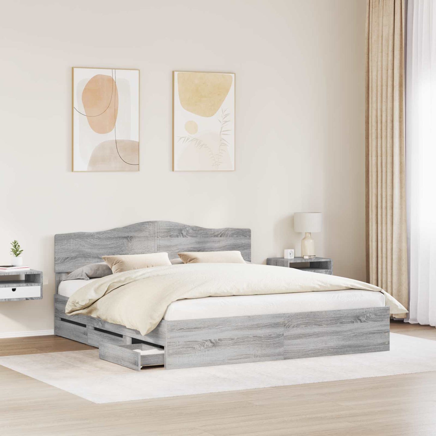 vidaXL Σκελετός Κρεβατιού Γκρίζο Σονομα 180 x 200 cm Μηχανήματος Ξύλο