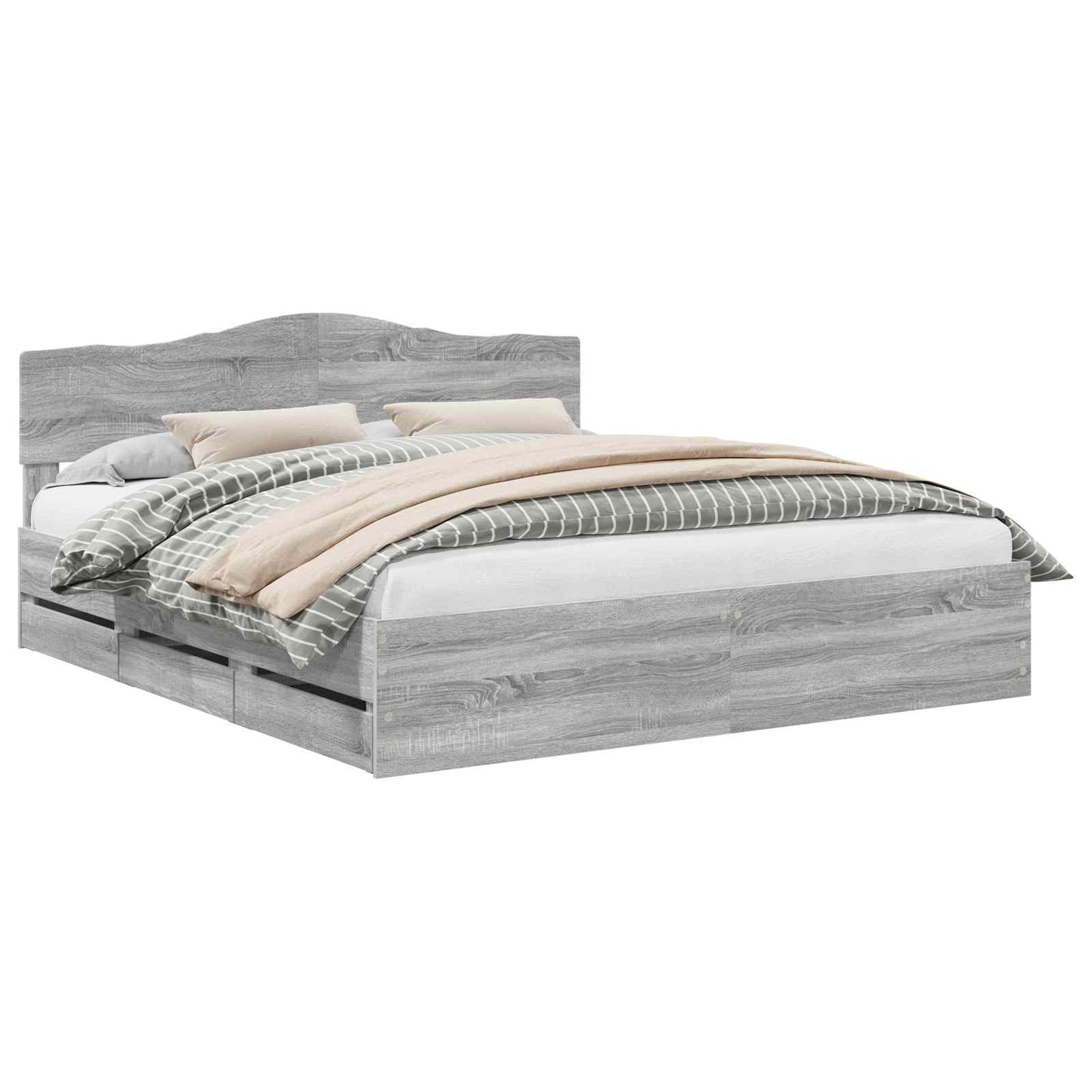 vidaXL Σκελετός Κρεβατιού Γκρίζο Σονομα 180 x 200 cm Μηχανήματος Ξύλο