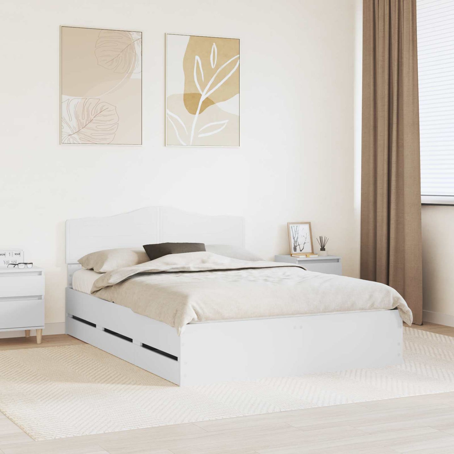 vidaXL Σκελετός Κρεβατιού Λευκό 160 x 200 cm Μηχανήματος Ξύλο