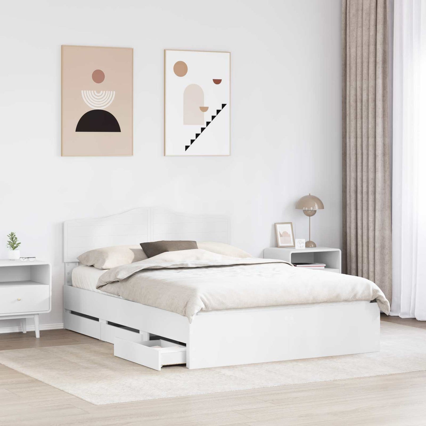 vidaXL Σκελετός Κρεβατιού Λευκό 160 x 200 cm Μηχανήματος Ξύλο