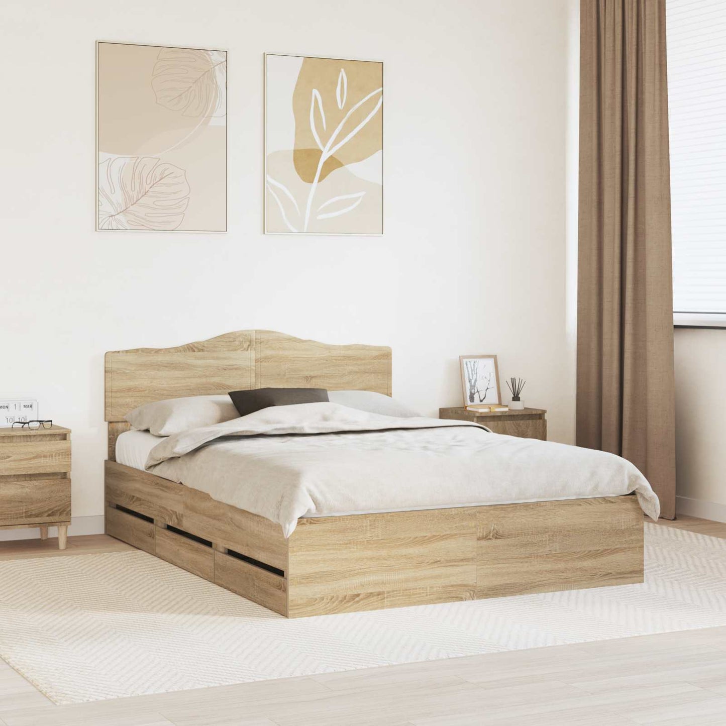 vidaXL Σκελετός Κρεβατιού Δρύς Sonoma 160 x 200 cm Μηχανήματος Ξύλο