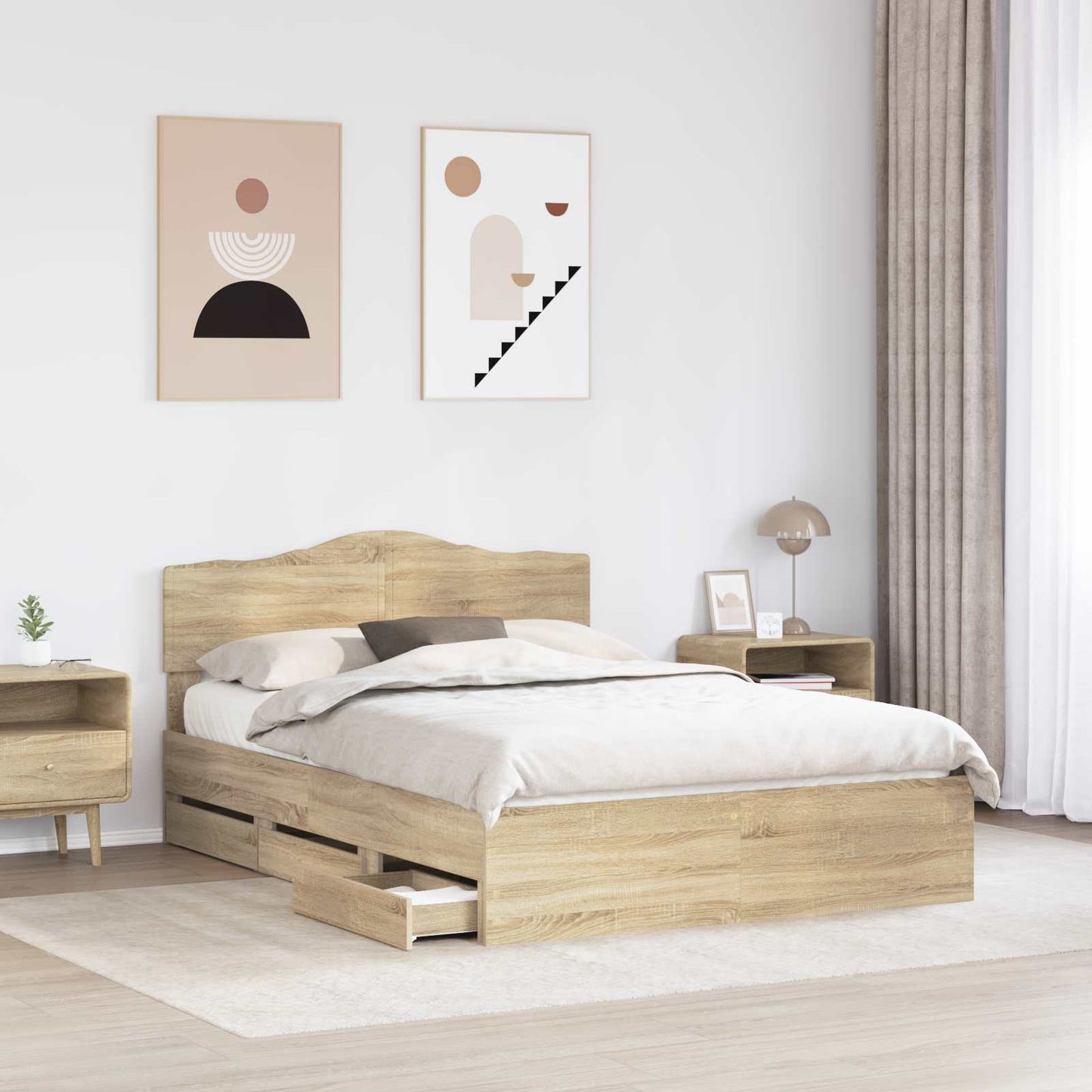 vidaXL Σκελετός Κρεβατιού Δρύς Sonoma 160 x 200 cm Μηχανήματος Ξύλο