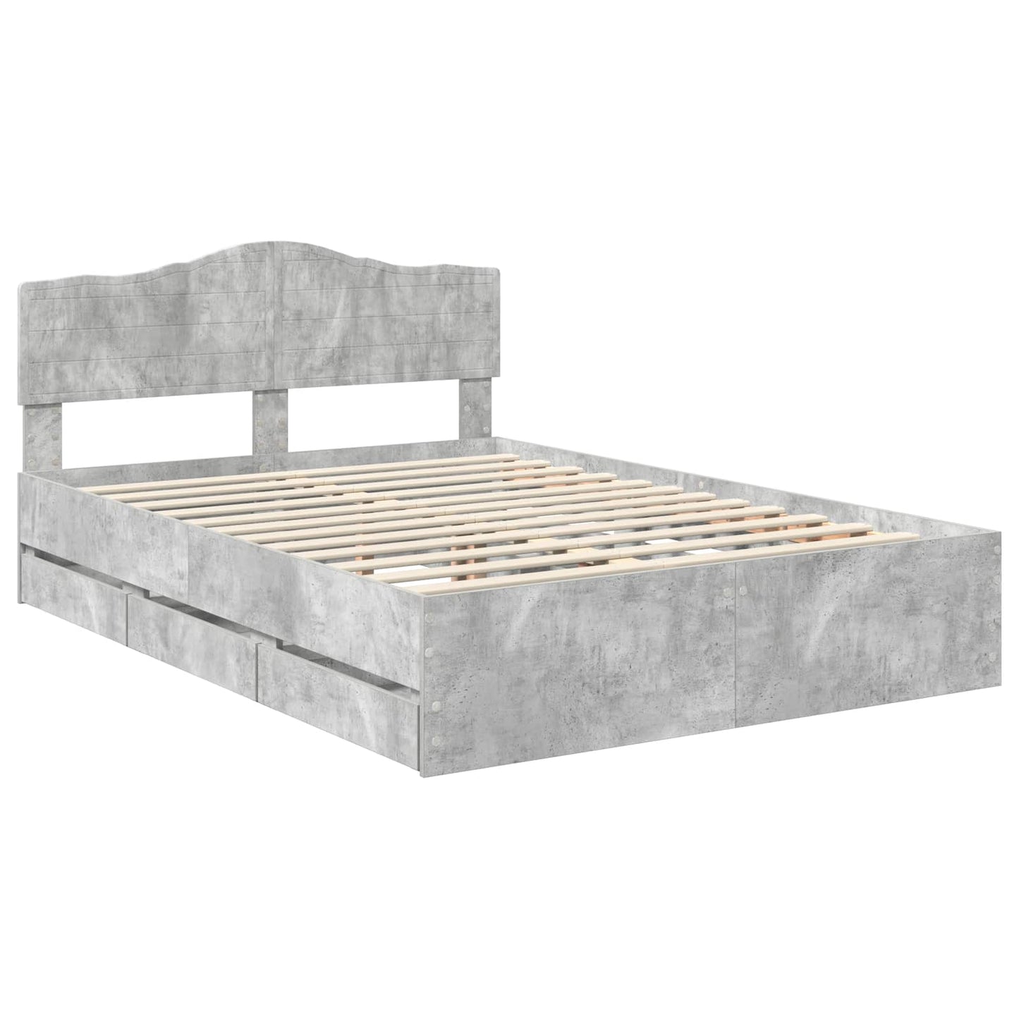 vidaXL Σκελετός Κρεβατιού Σκυρόδεμα Γκρι 160 x 200 cm Μηχανήματος Ξύλο