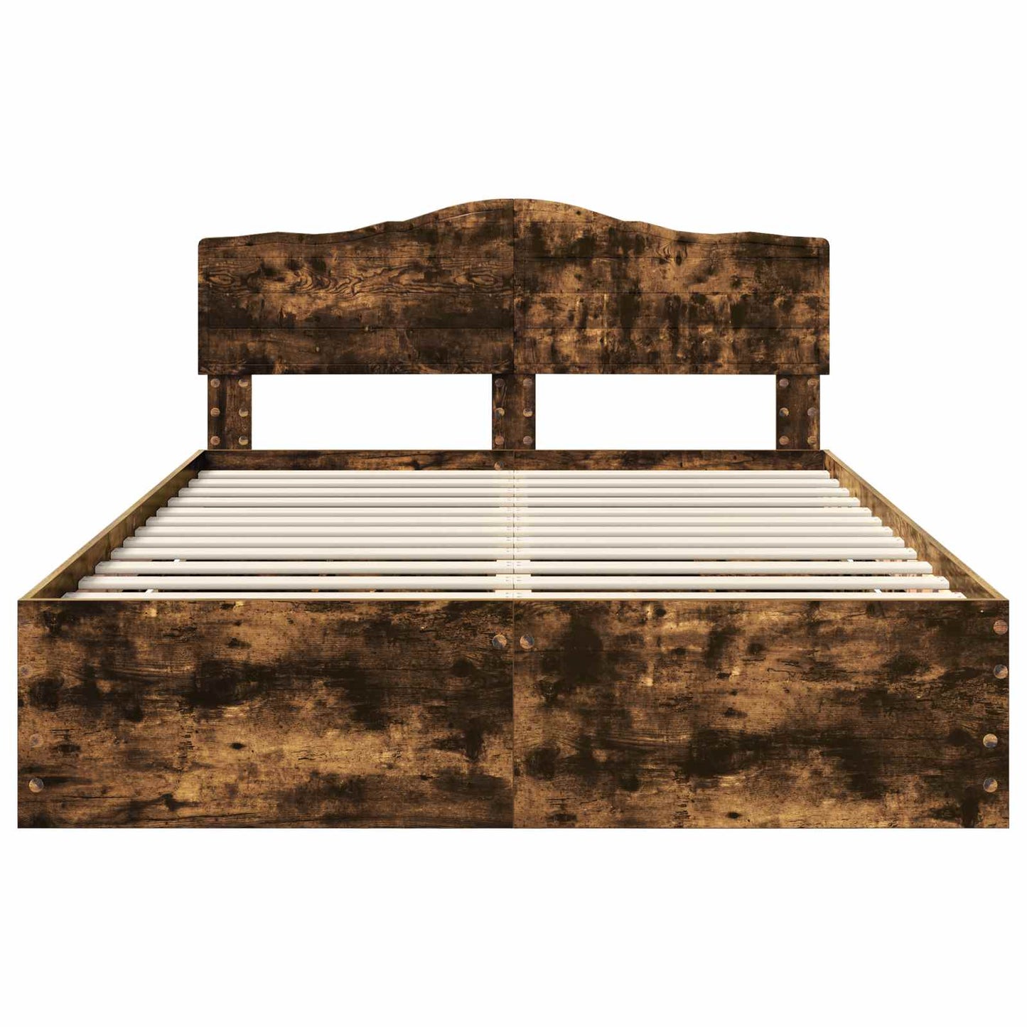 vidaXL Σκελετός Κρεβατιού Καπνιστό Δρύς 160 x 200 cm Μηχανήματος Ξύλο