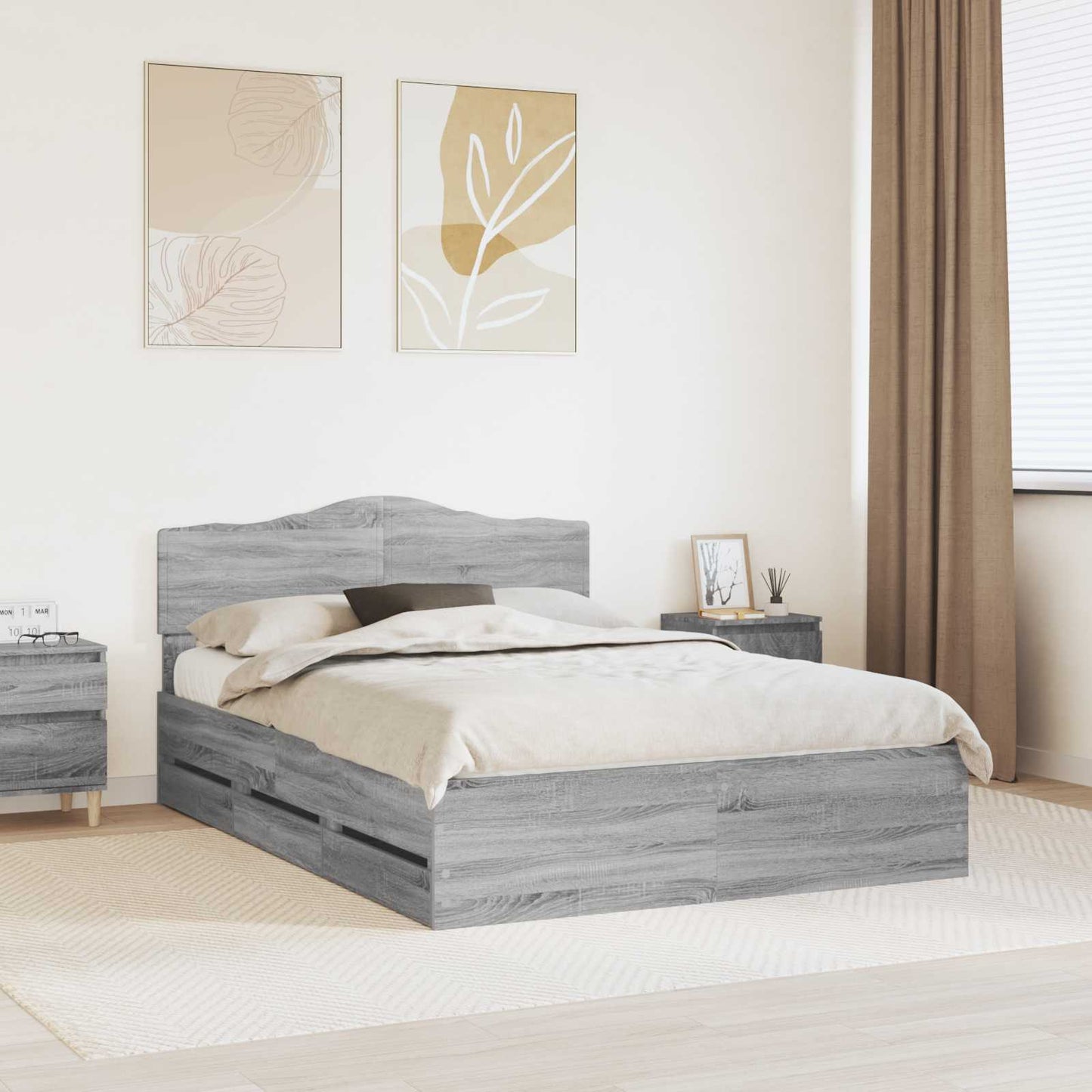 vidaXL Σκελετός Κρεβατιού Γκρίζο Σονομα 160 x 200 cm Μηχανήματος Ξύλο