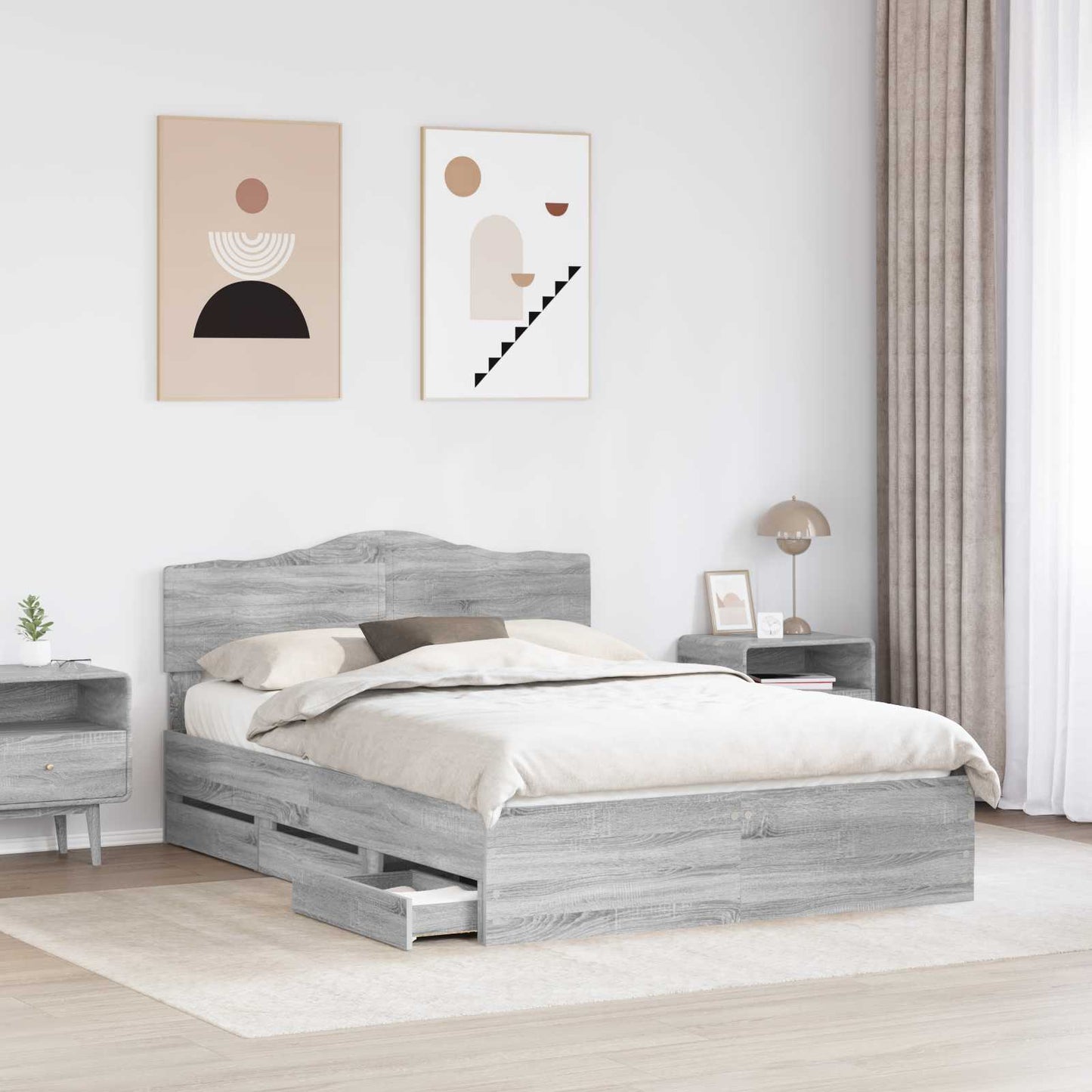 vidaXL Σκελετός Κρεβατιού Γκρίζο Σονομα 160 x 200 cm Μηχανήματος Ξύλο