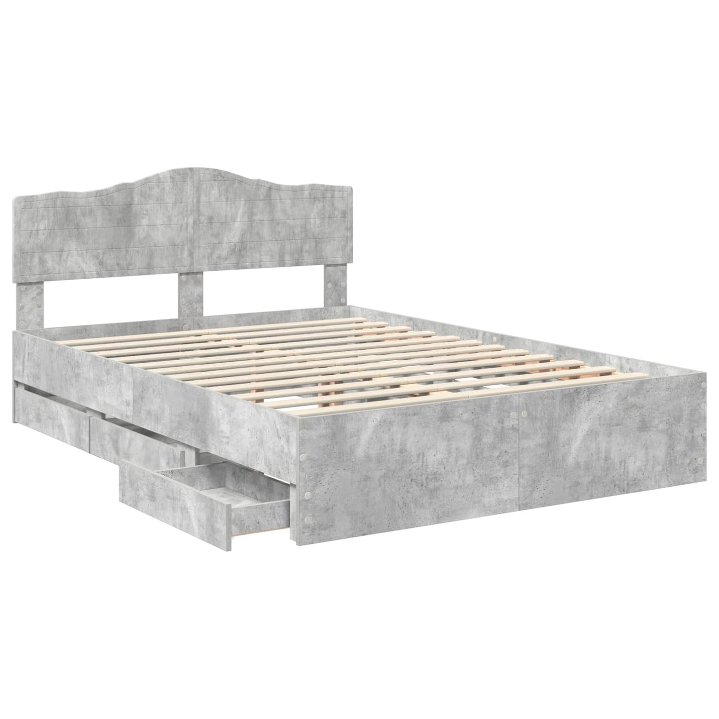 vidaXL Σκελετός Κρεβατιού Σκυρόδεμα Γκρι 150 x 200 cm Μηχανήματος Ξύλο