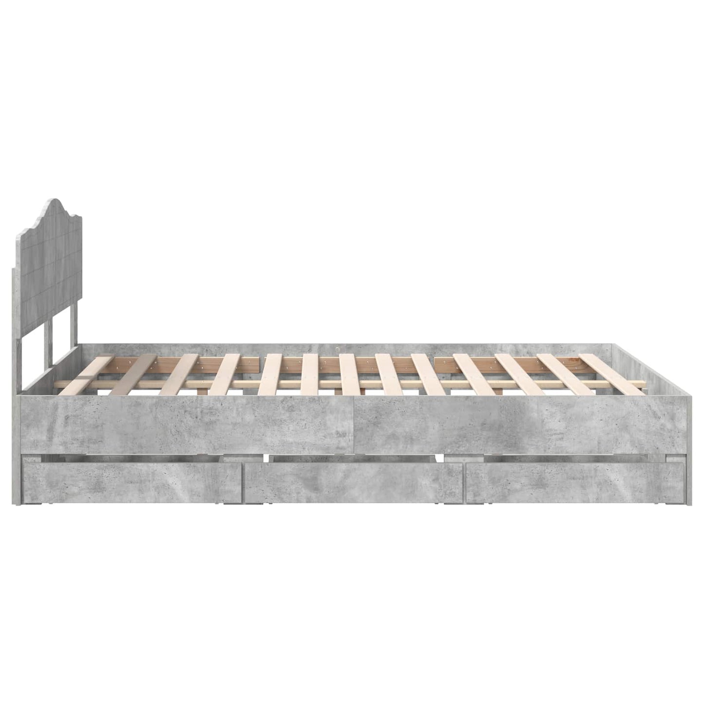 vidaXL Σκελετός Κρεβατιού Σκυρόδεμα Γκρι 150 x 200 cm Μηχανήματος Ξύλο