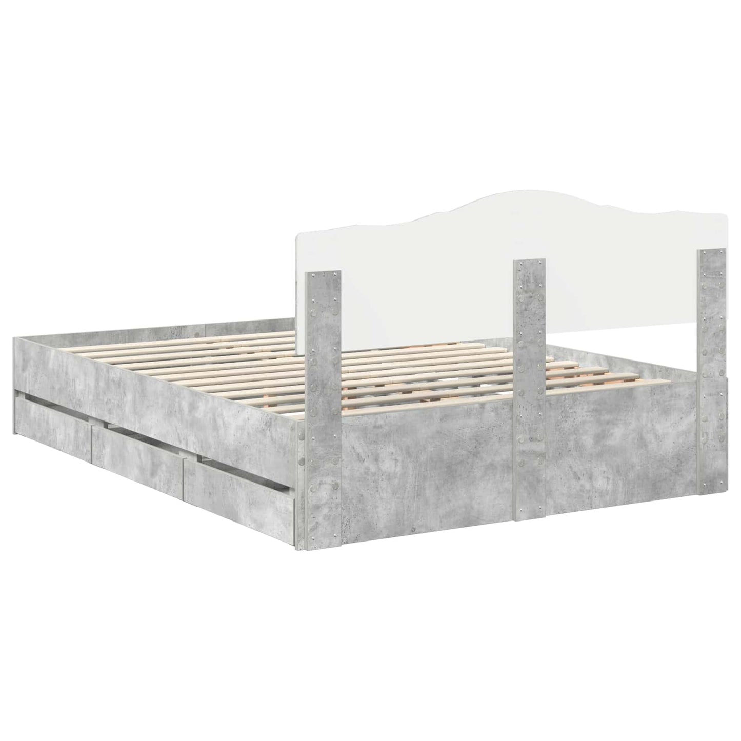 vidaXL Σκελετός Κρεβατιού Σκυρόδεμα Γκρι 140 x 190 cm Μηχανήματος Ξύλο