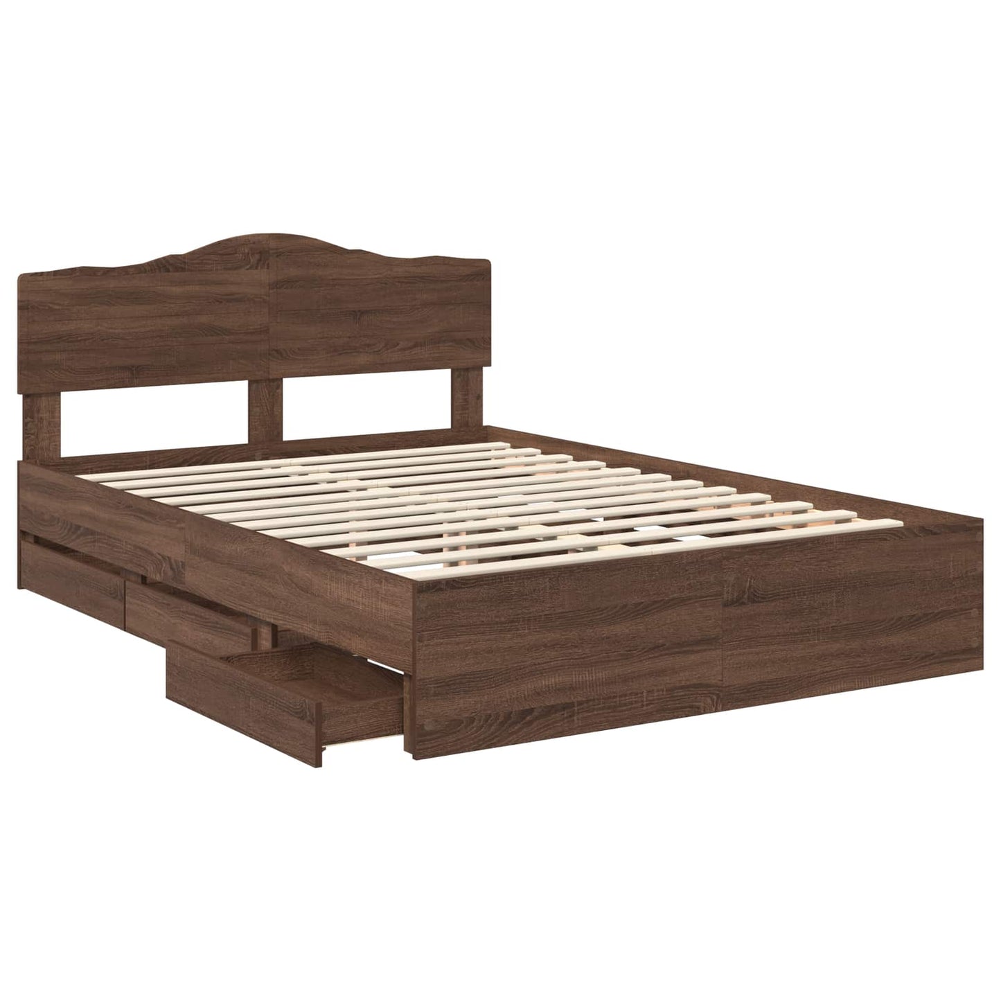 vidaXL Σκελετός Κρεβατιού Καφέ δρυς 140 x 200 cm Μηχανήματος Ξύλο