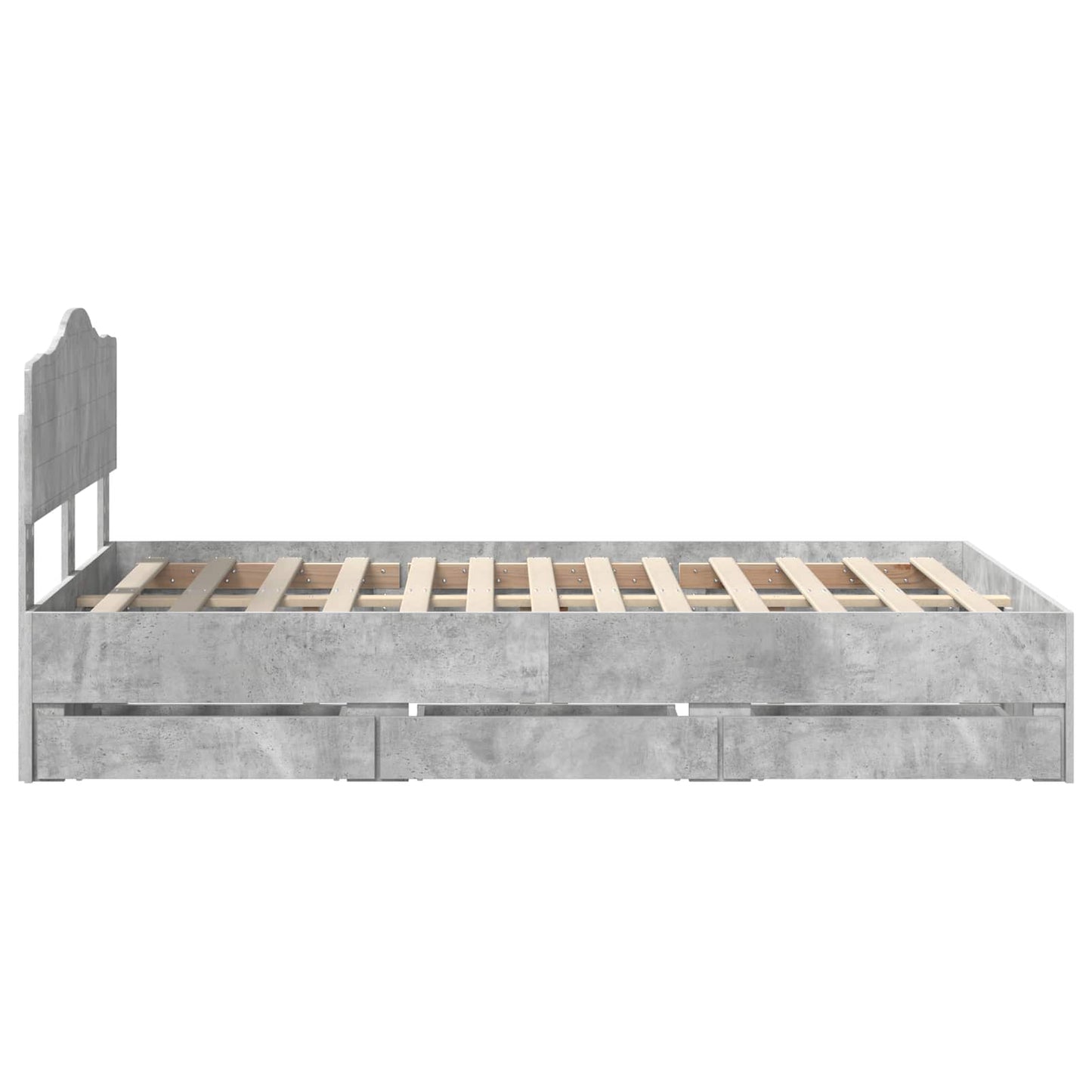 vidaXL Σκελετός Κρεβατιού Σκυρόδεμα Γκρι 135 x 190 cm Μηχανήματος Ξύλο